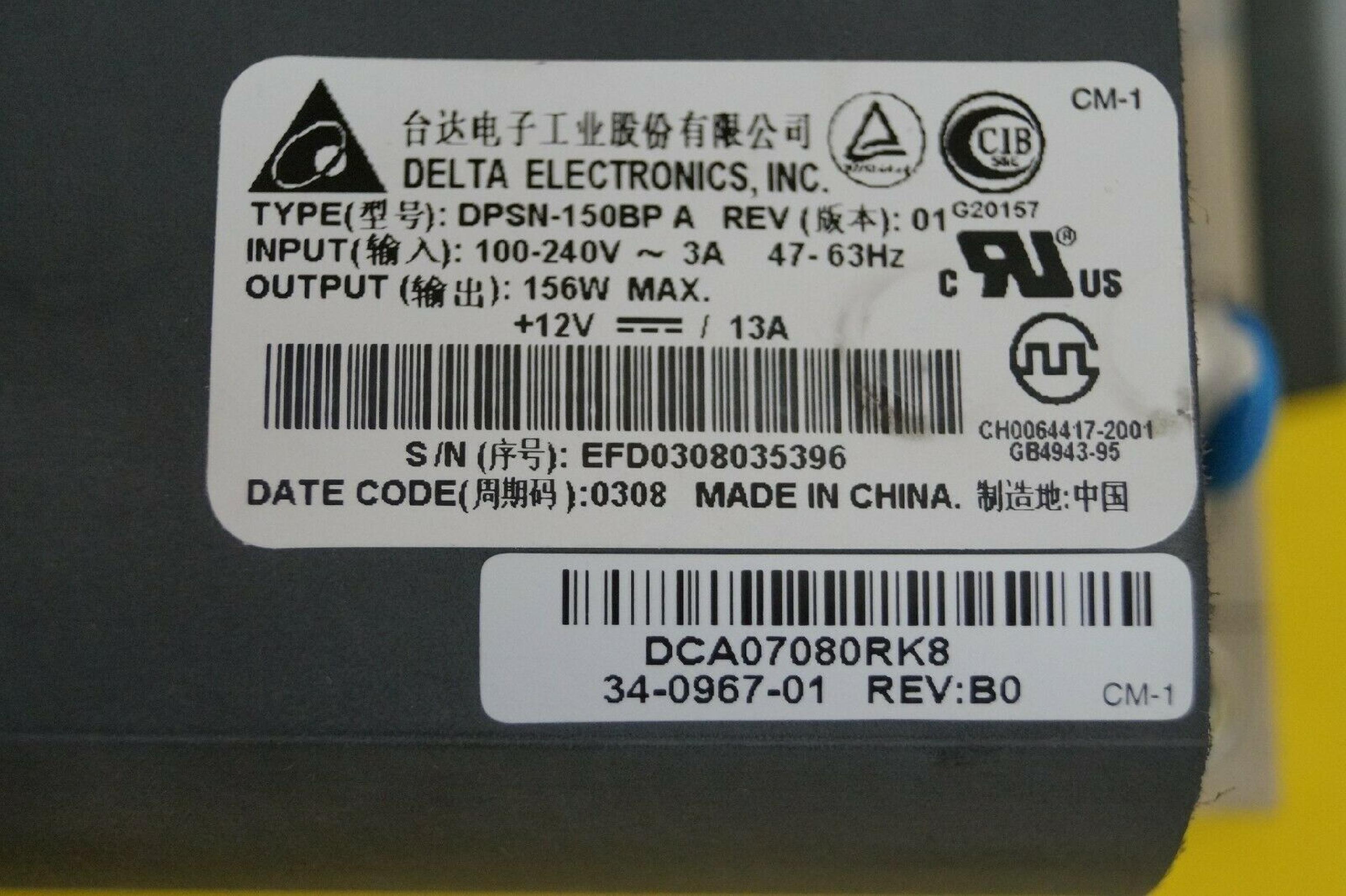 CISCO SYSTEMS 34-0967-01 POWER SUPPLY 156WATT FOR CATALYST