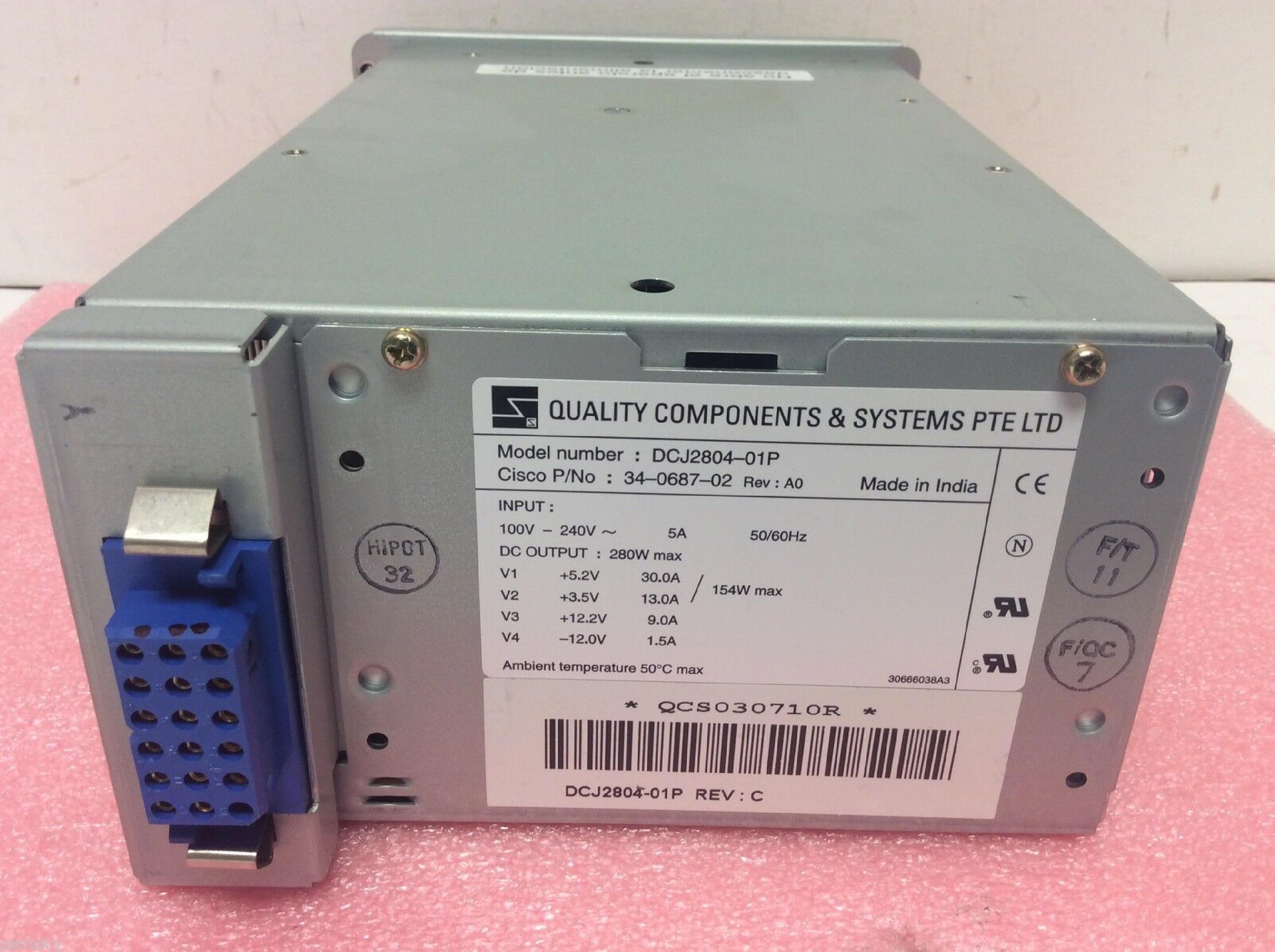 QUALITY COMPONENTS DCJ2804-01P POWER SUPPLY 280 WATT FOR 7200 SERIES CHASSIS