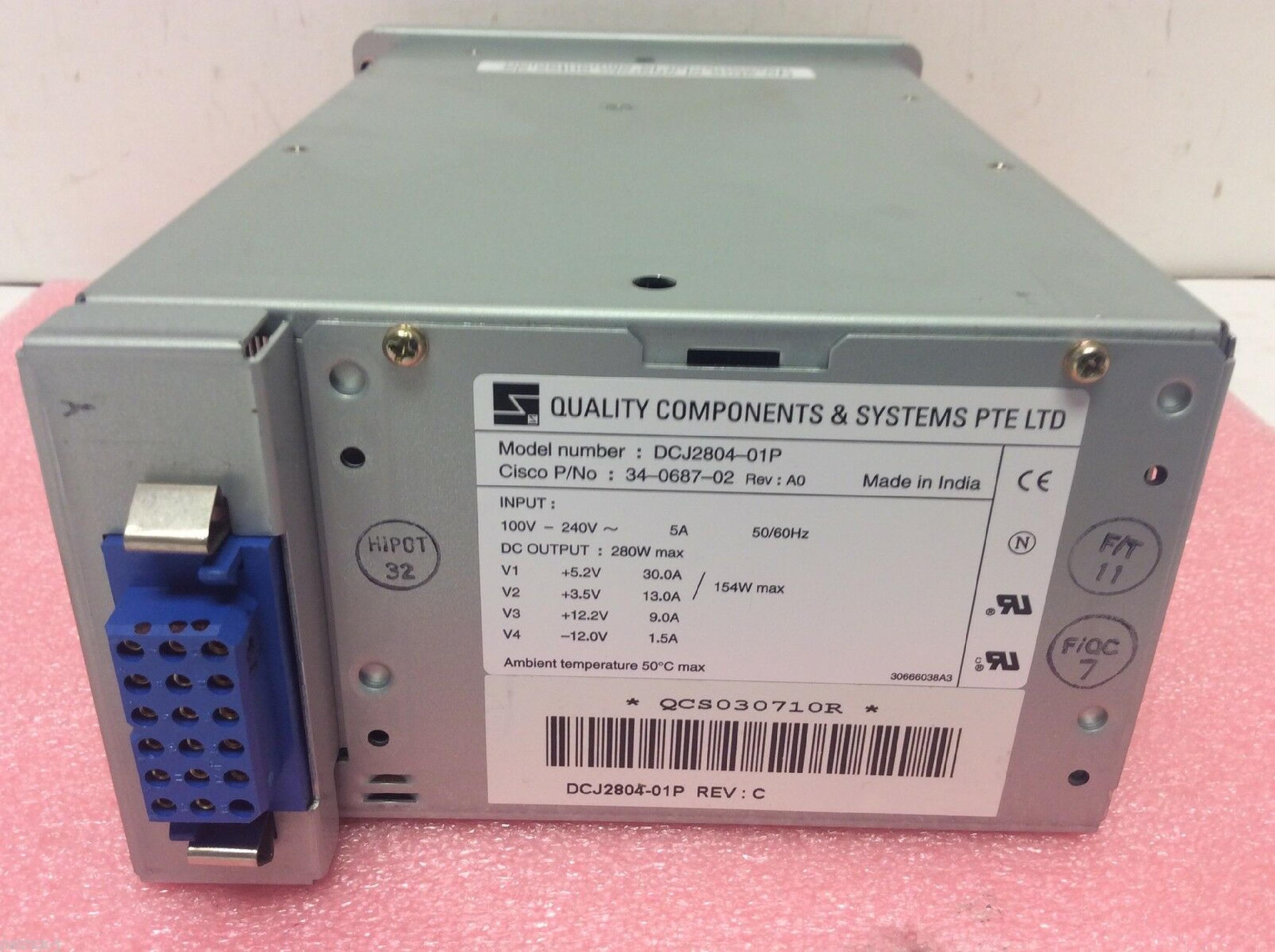 QUALITY COMPONENTS DCJ2804-01P POWER SUPPLY 280 WATT FOR 7200 SERIES CHASSIS