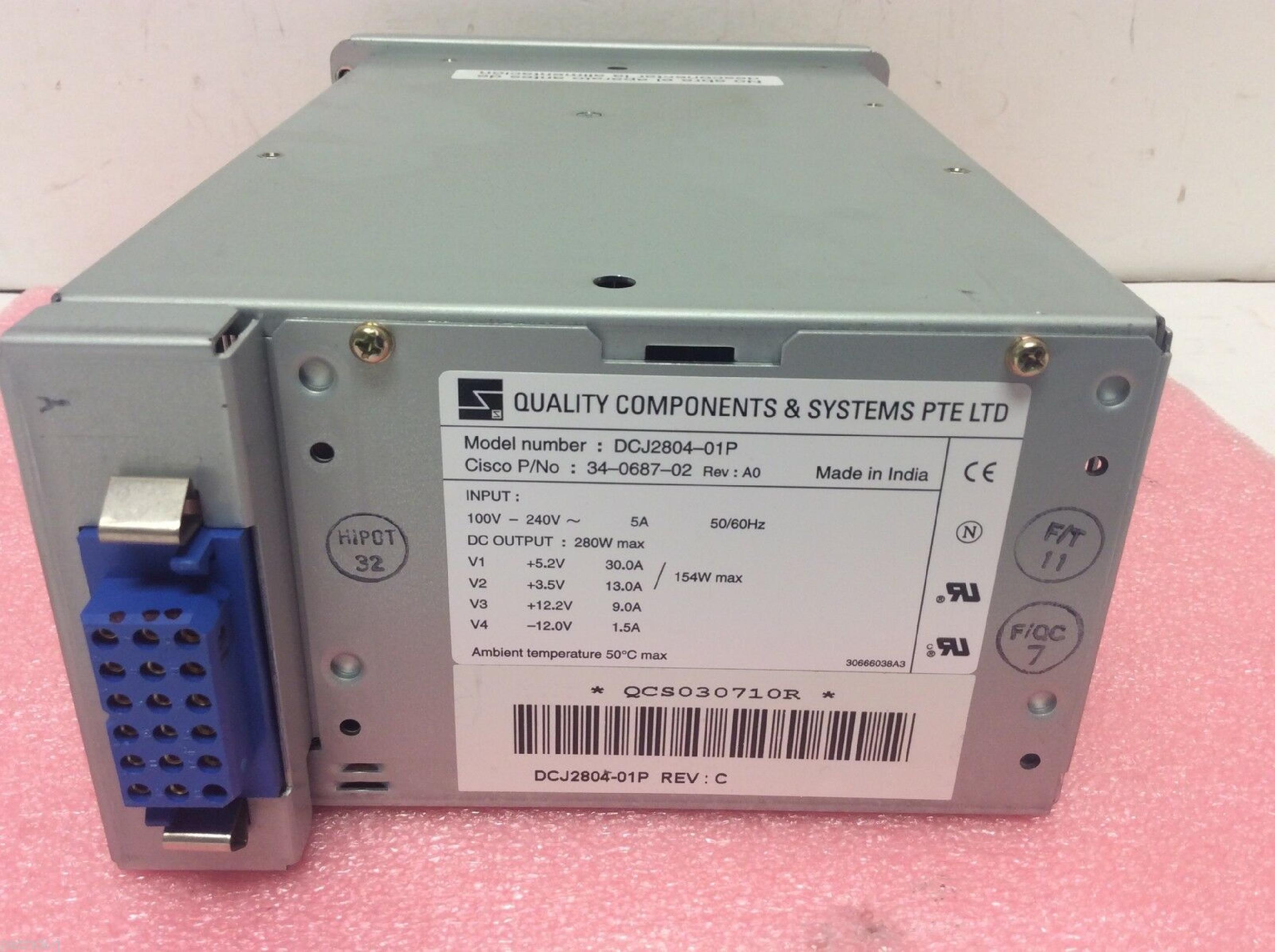 QUALITY COMPONENTS DCJ2804-01P POWER SUPPLY 280 WATT FOR 7200 SERIES CHASSIS