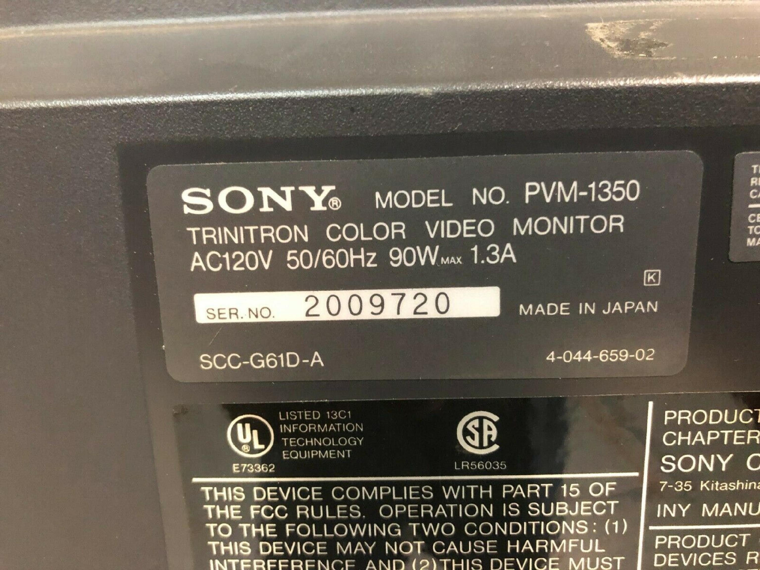 SONY PVM-1350 TRINITRON COLOR VIDEO MONITOR