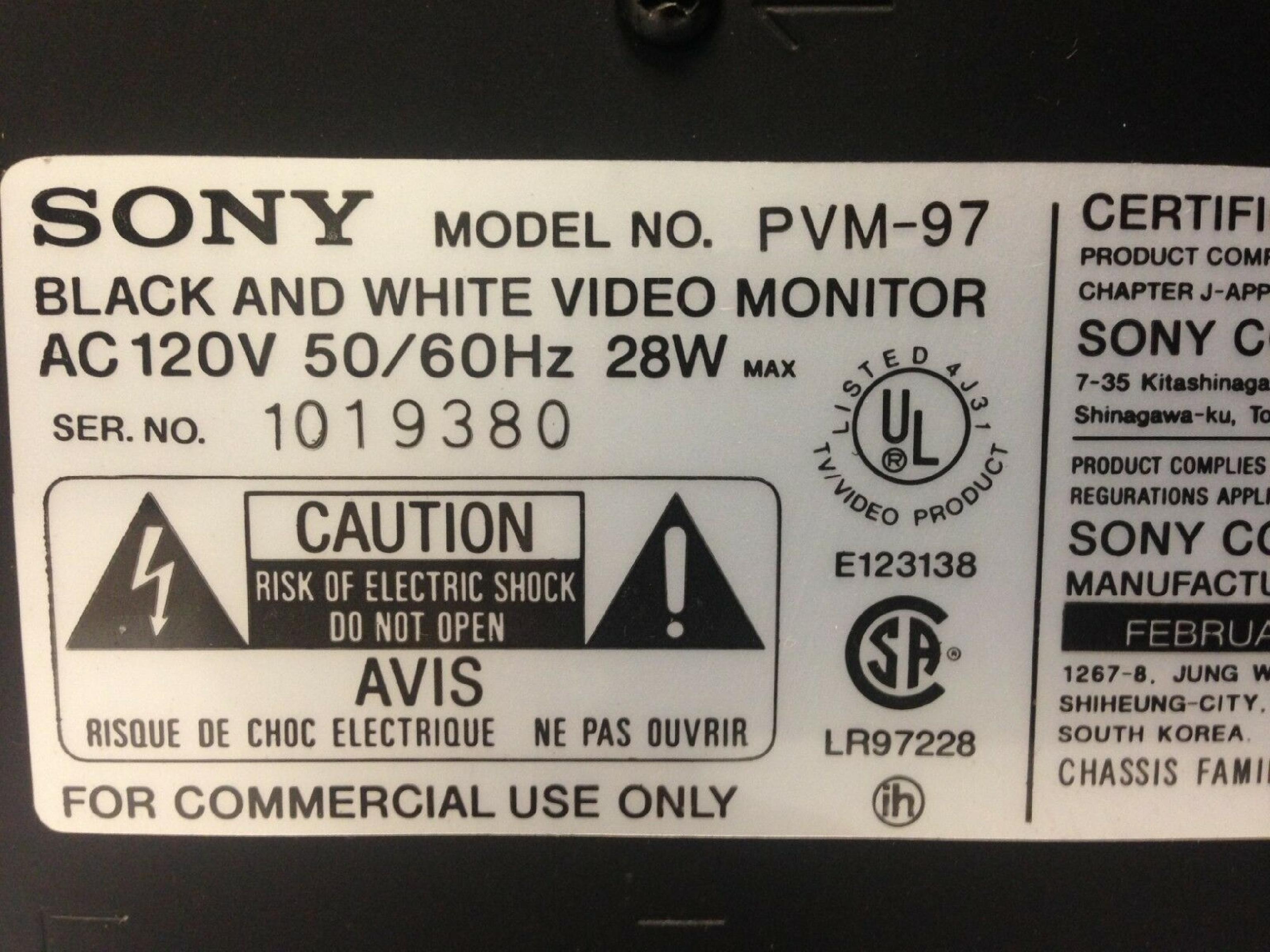 SONY PVM-97 COMPATBLE ALTERNATIVE IN STOCK