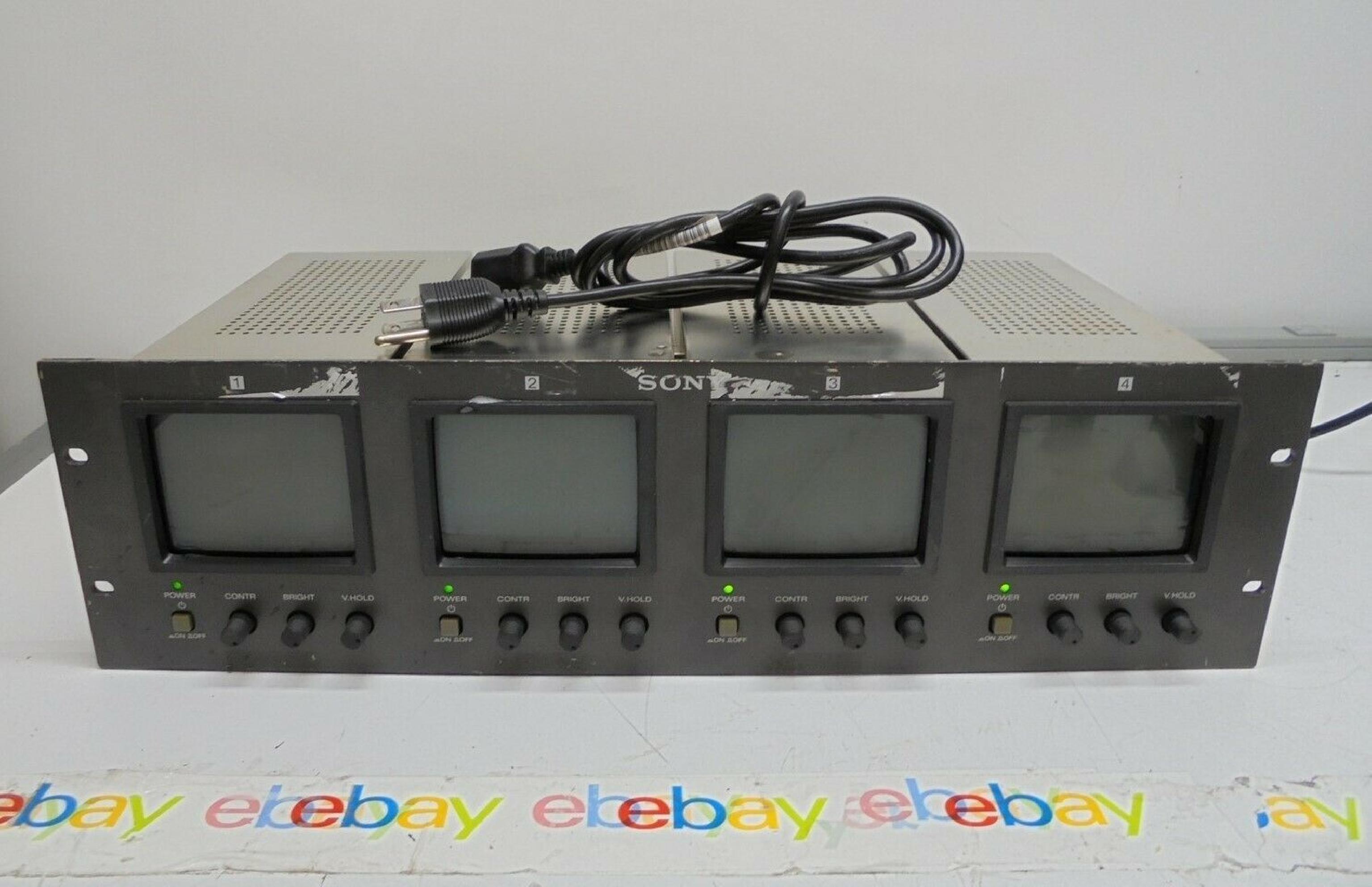 SONY PVM-4B1U VIDEO MONITOR ARRAY - 4 MONITORS IN 19 INCH RACK MOUNT