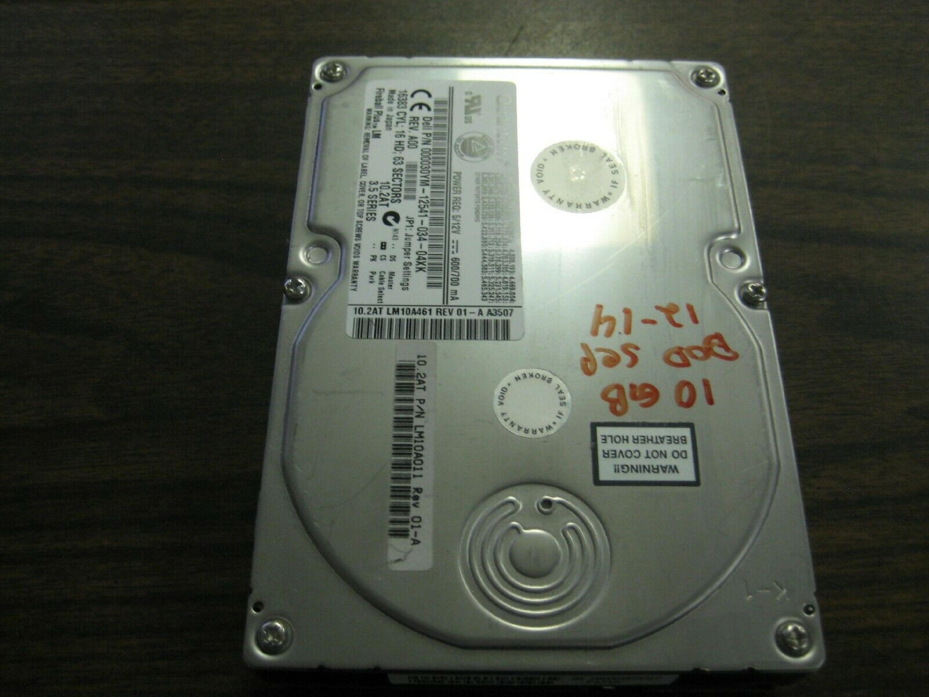 QUANTUM 000030YM 10.2GB 3.5INCH IDE HARD DRIVE