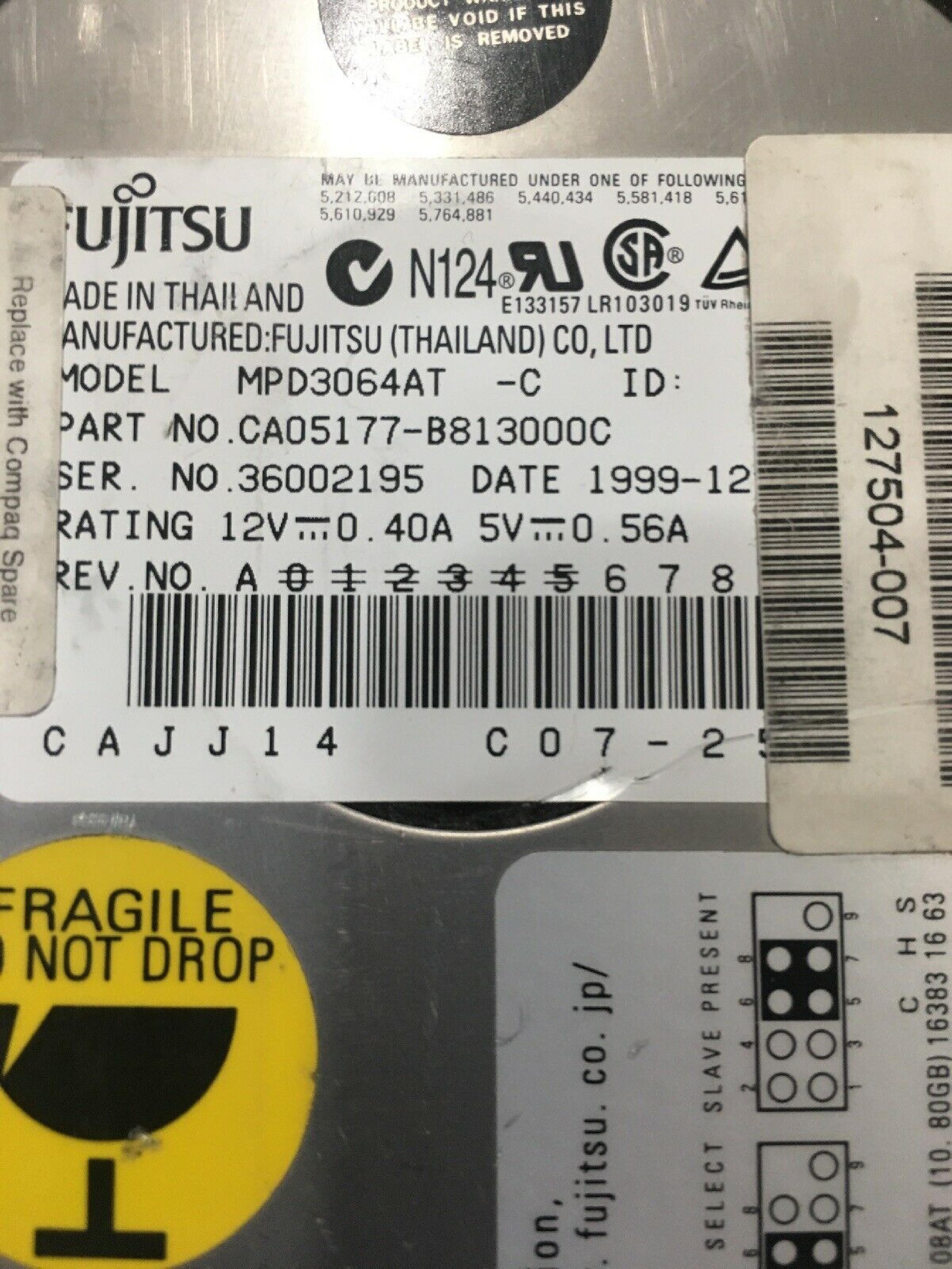 FUJITSU MPD3064AT 6.4GB 3.5INCH IDE HARD DRIVE