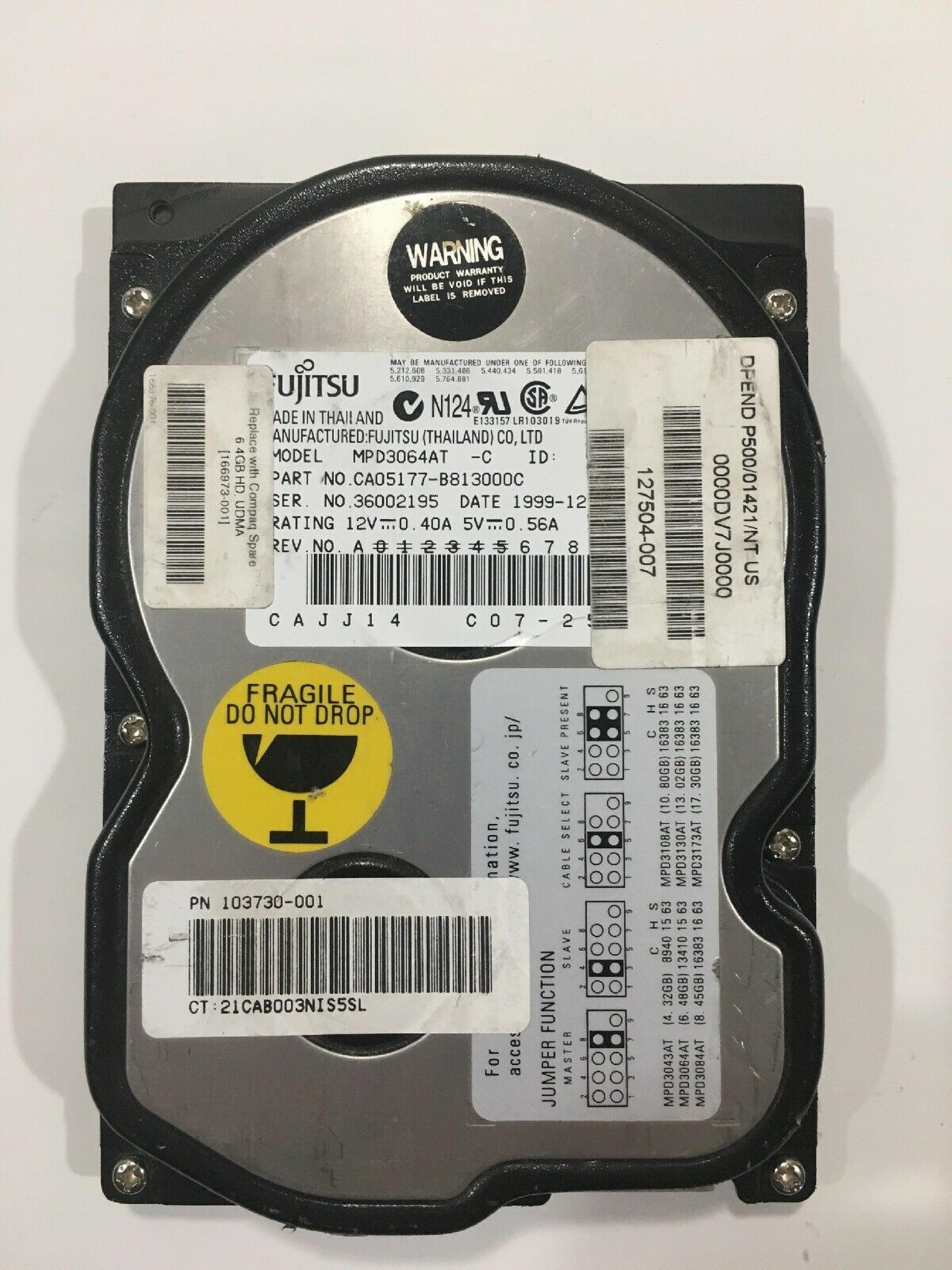 FUJITSU MPD3064AT 6.4GB 3.5INCH IDE HARD DRIVE