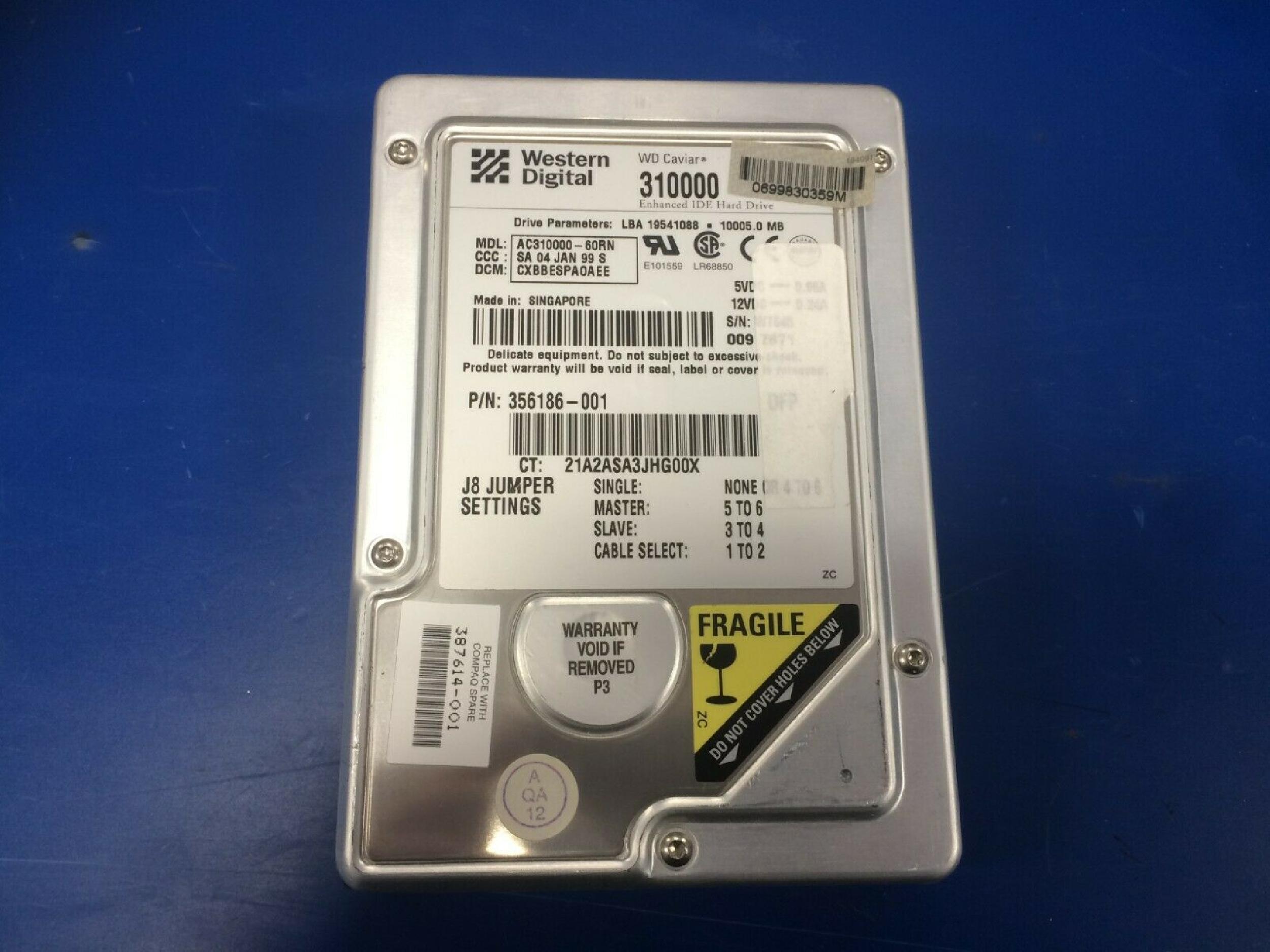 WESTERN DIGITAL / WD 310000 10GB 3.5INCH IDE HARD DRIVE