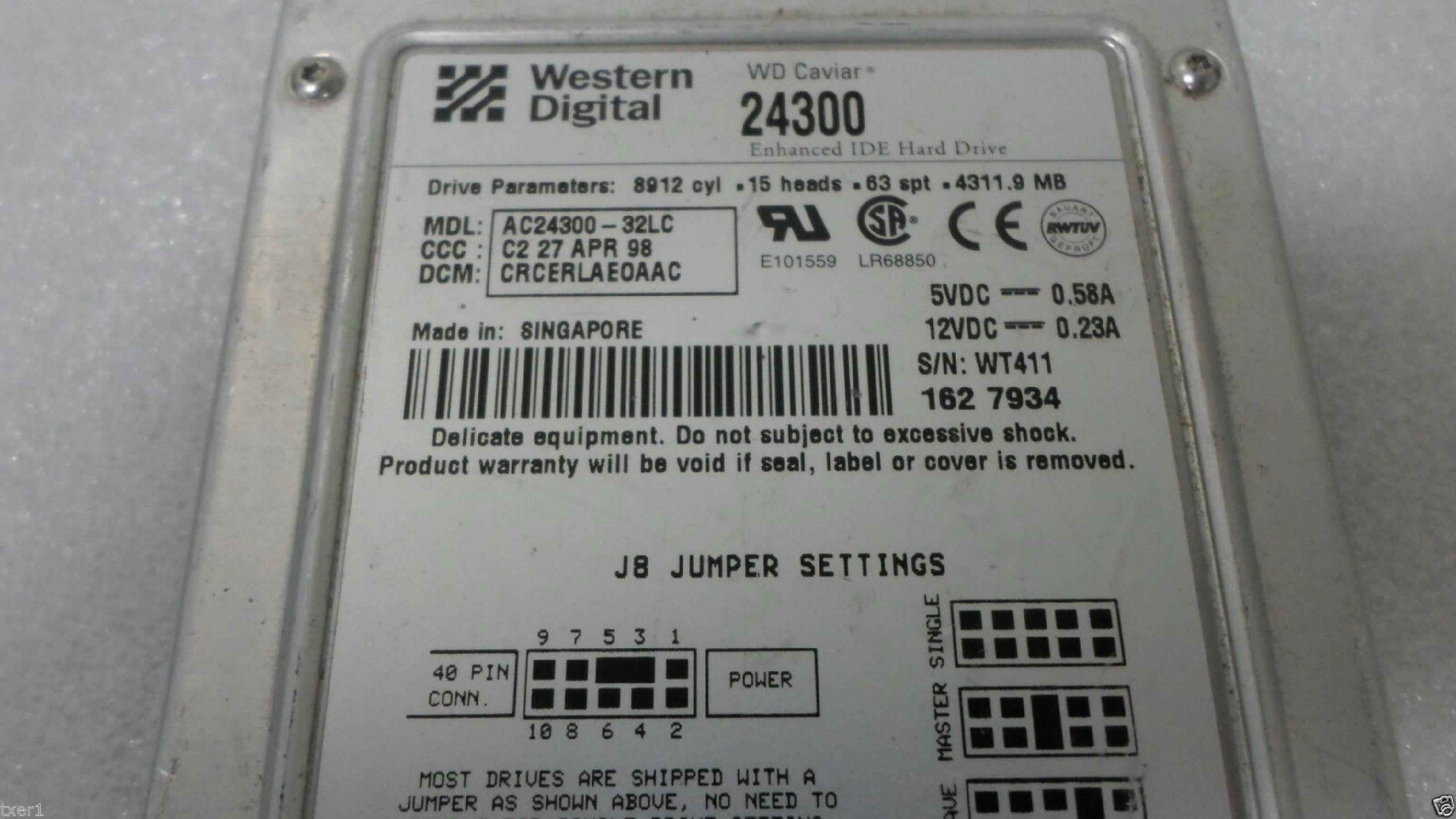 WESTERN DIGITAL / WD CAVIAR 24300 4.3GB 3.5INCH IDE HARD DRIVE