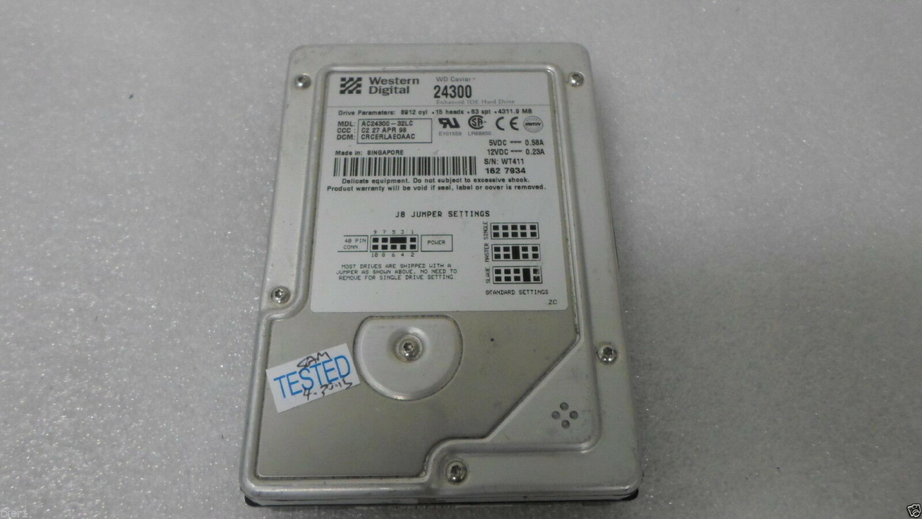 WESTERN DIGITAL / WD CAVIAR 24300 4.3GB 3.5INCH IDE HARD DRIVE