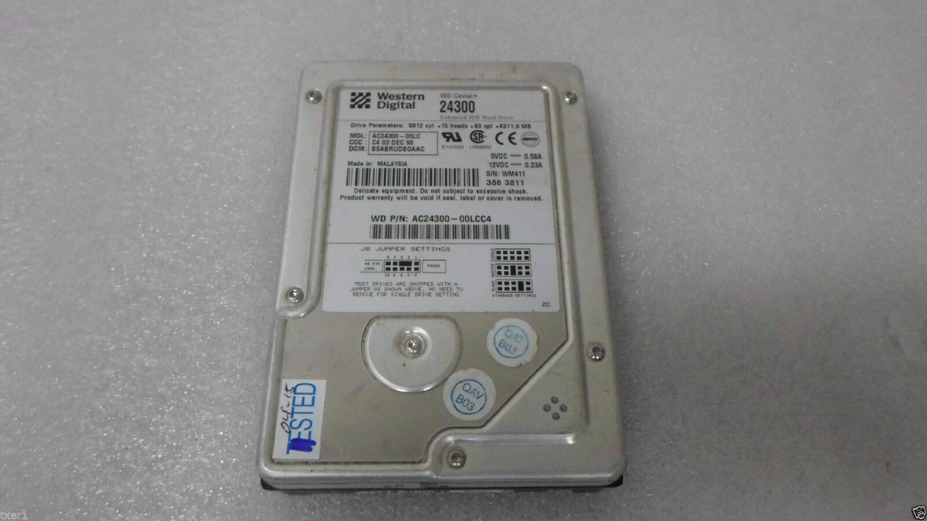 WESTERN DIGITAL / WD CAVIAR 24300 4.3GB 3.5INCH IDE HARD DRIVE