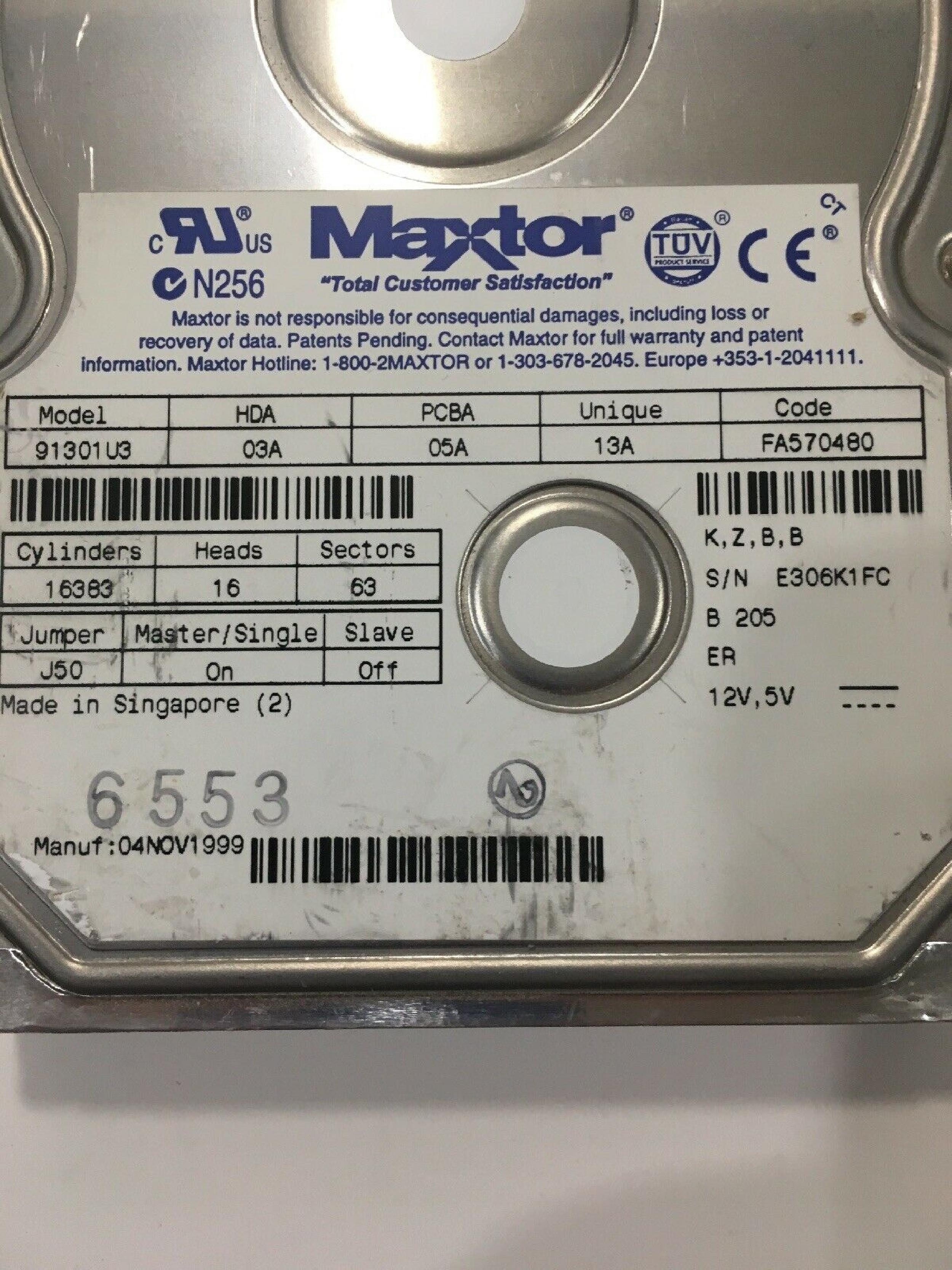MAXTOR 91301U3 13GB 3.5INCH IDE HARD DRIVE