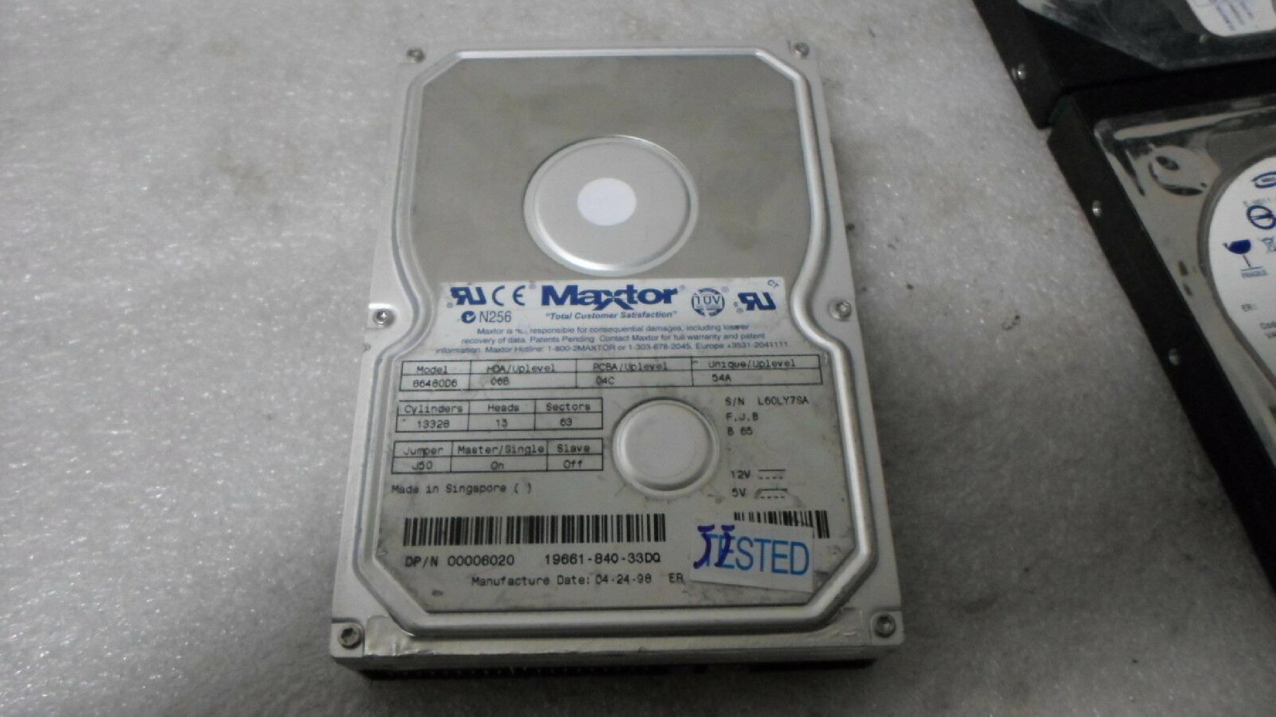 MAXTOR 86480D6 6.4GB 3.5INCH IDE HARD DRIVE
