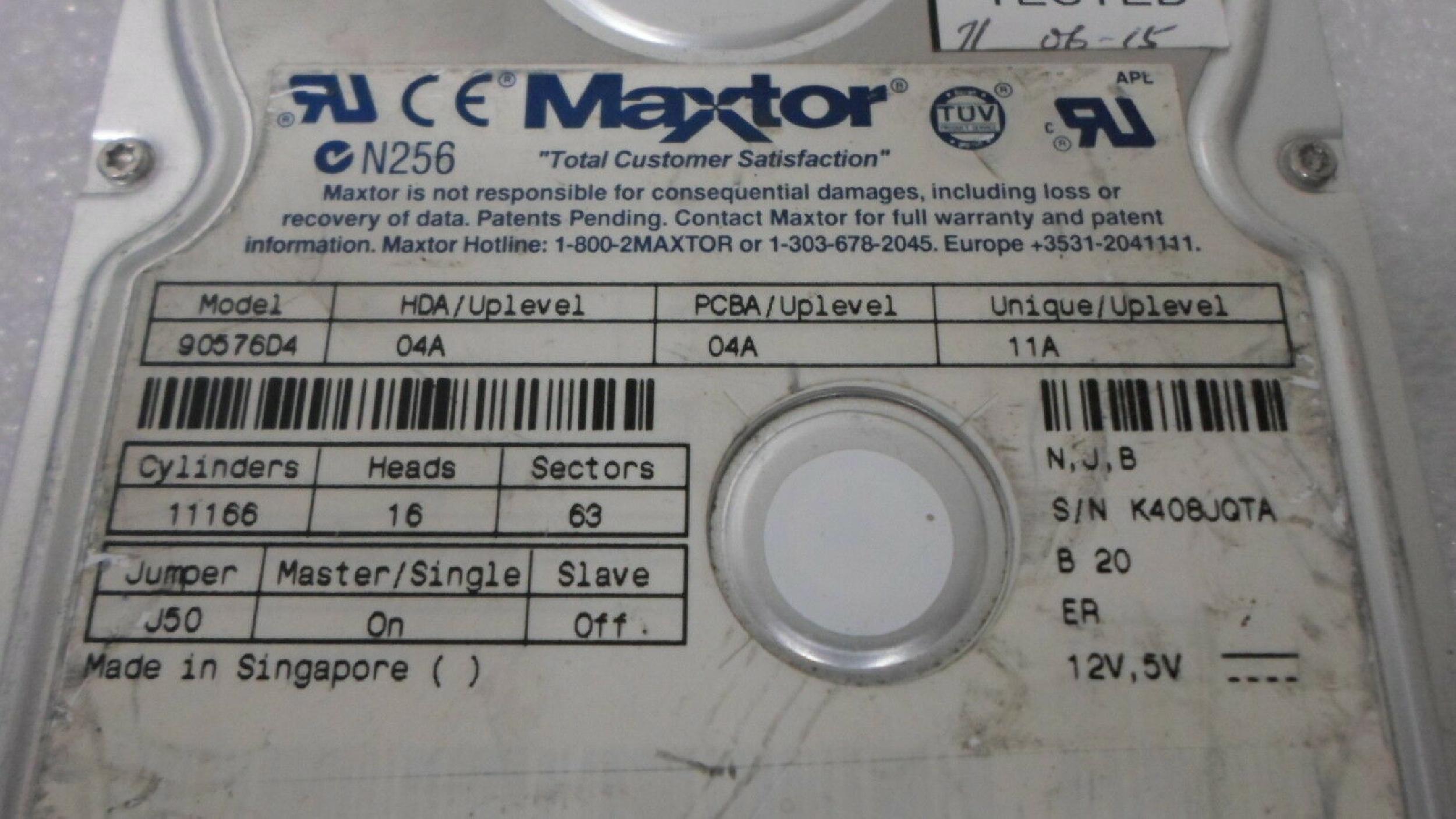 MAXTOR 90576D4 5.7GB 3.5INCH IDE HARD DRIVE