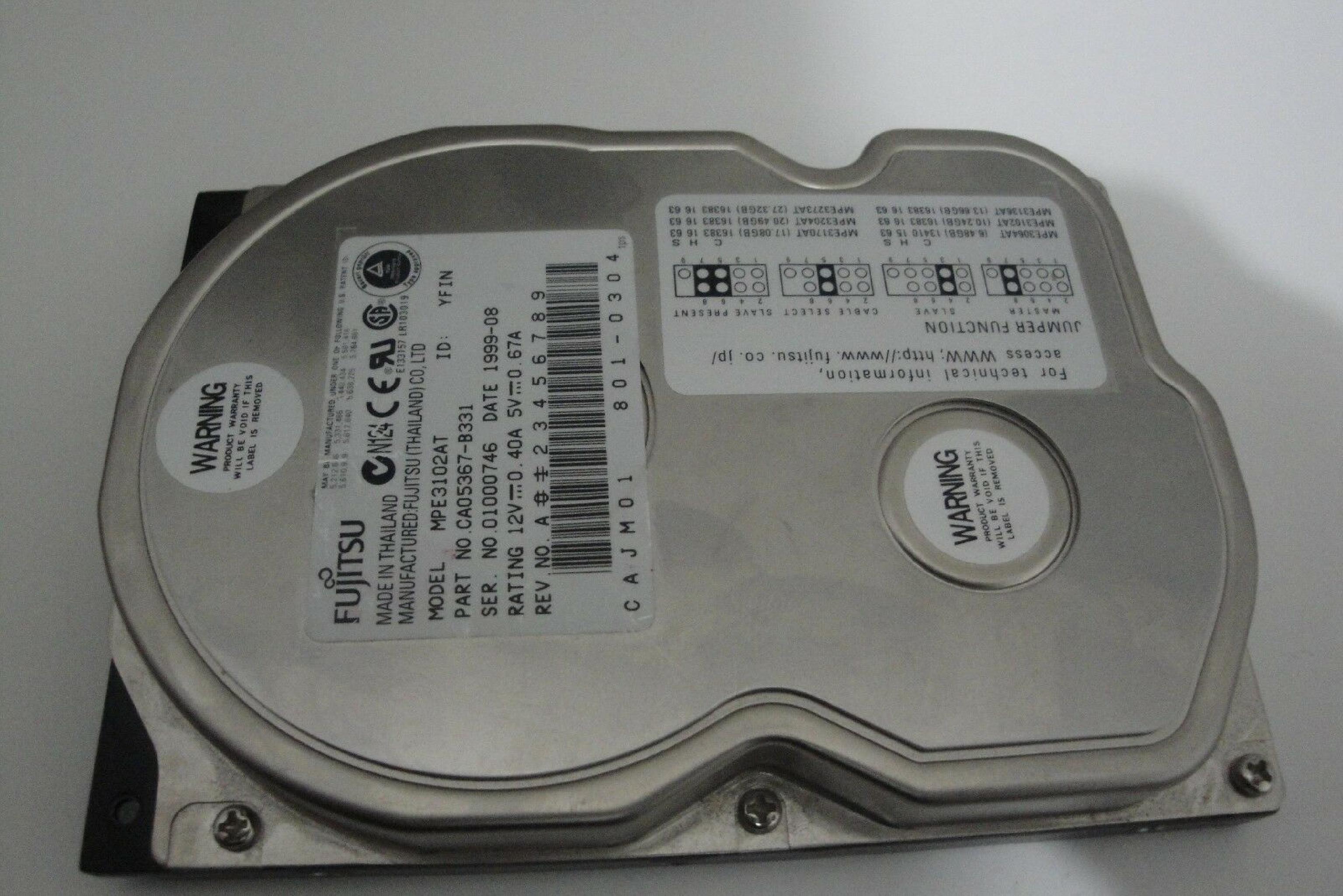 FUJITSU MPE3102AT 10.2GB 3.5INCH IDE HARD DRIVE