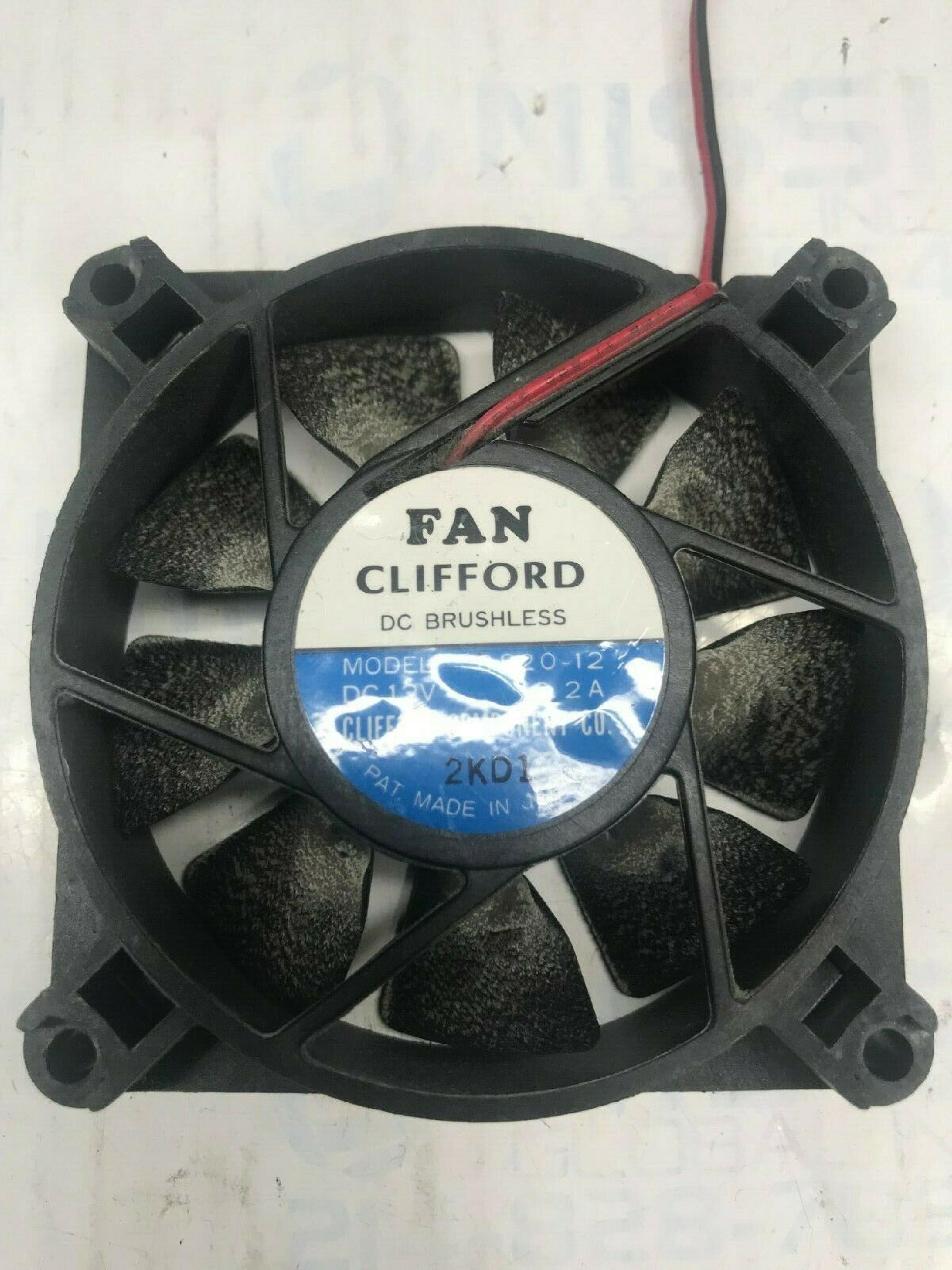 CLIFFORD COMPONENT 0820-12 FAN 12DC .2A 80MM BY 20MM 2WIRE 8INCH CABLE WITH MALE IDC CONNECTOR