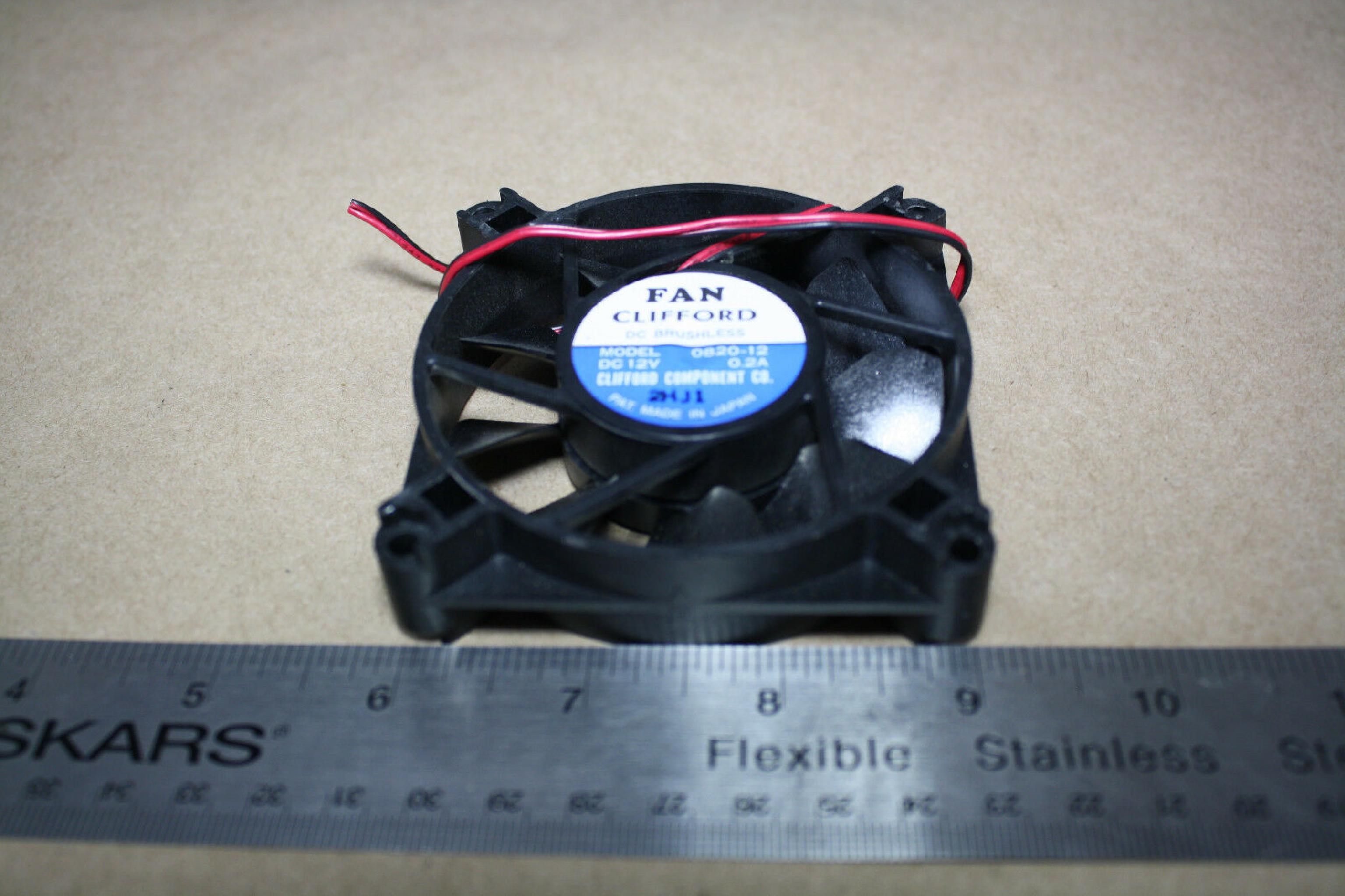 CLIFFORD COMPONENT 0820-12 FAN 12DC .2A 80MM BY 20MM 2WIRE 8INCH CABLE WITH MALE IDC CONNECTOR