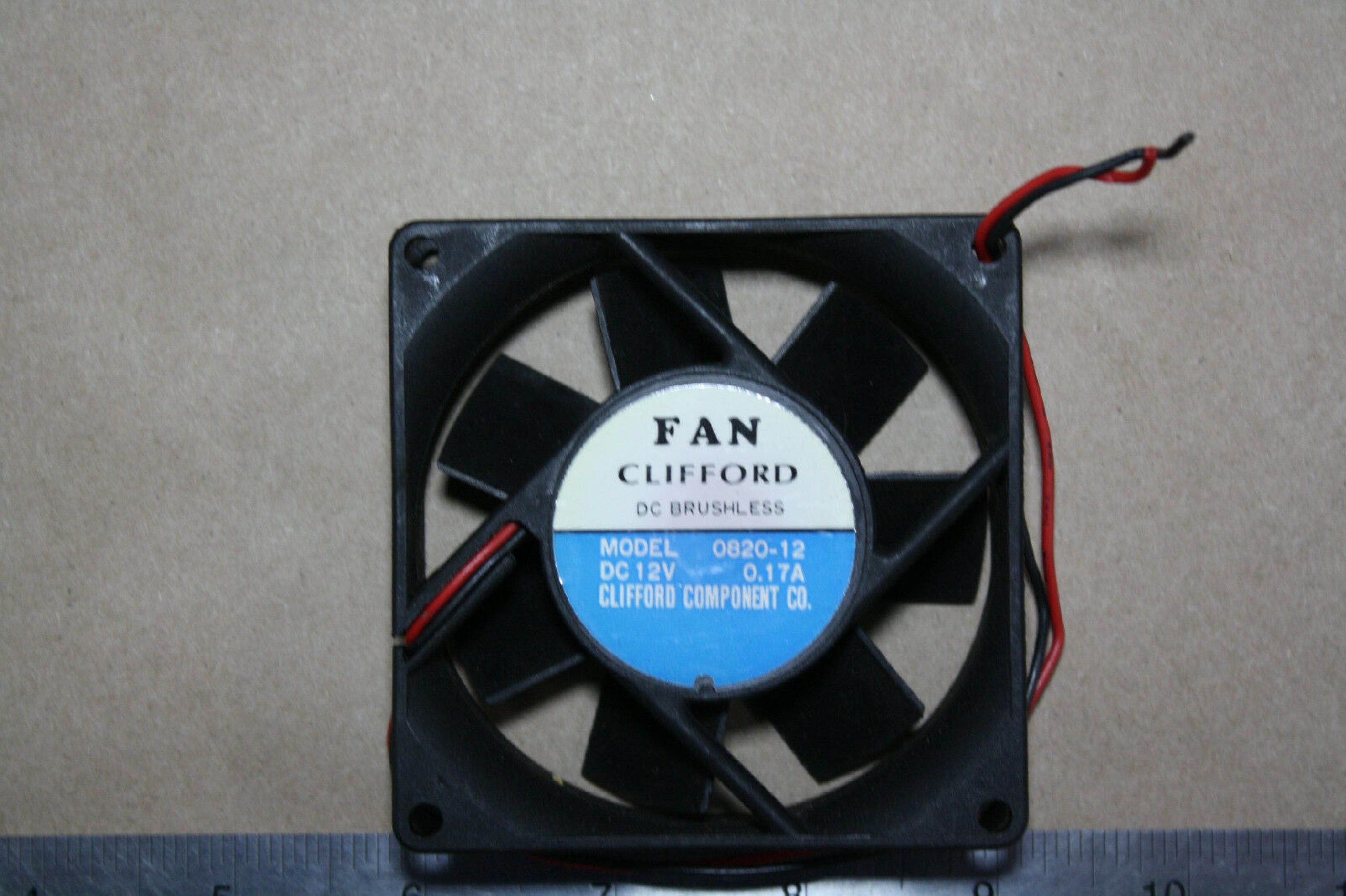 CLIFFORD COMPONENT 0820-12 FAN 12DC .2A 80MM BY 20MM 2WIRE 8INCH CABLE WITH MALE IDC CONNECTOR