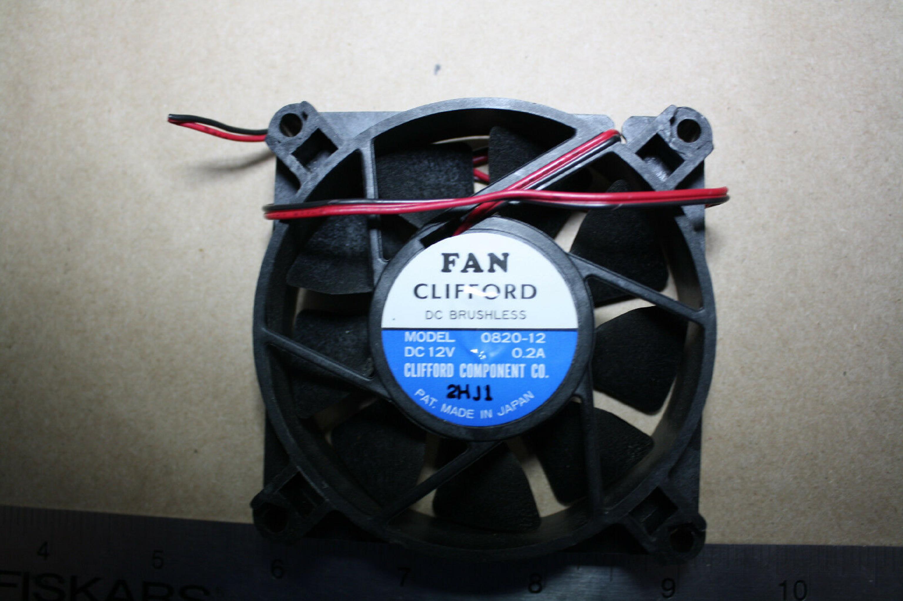 CLIFFORD COMPONENT 0820-12 FAN 12DC .2A 80MM BY 20MM 2WIRE 8INCH CABLE WITH MALE IDC CONNECTOR