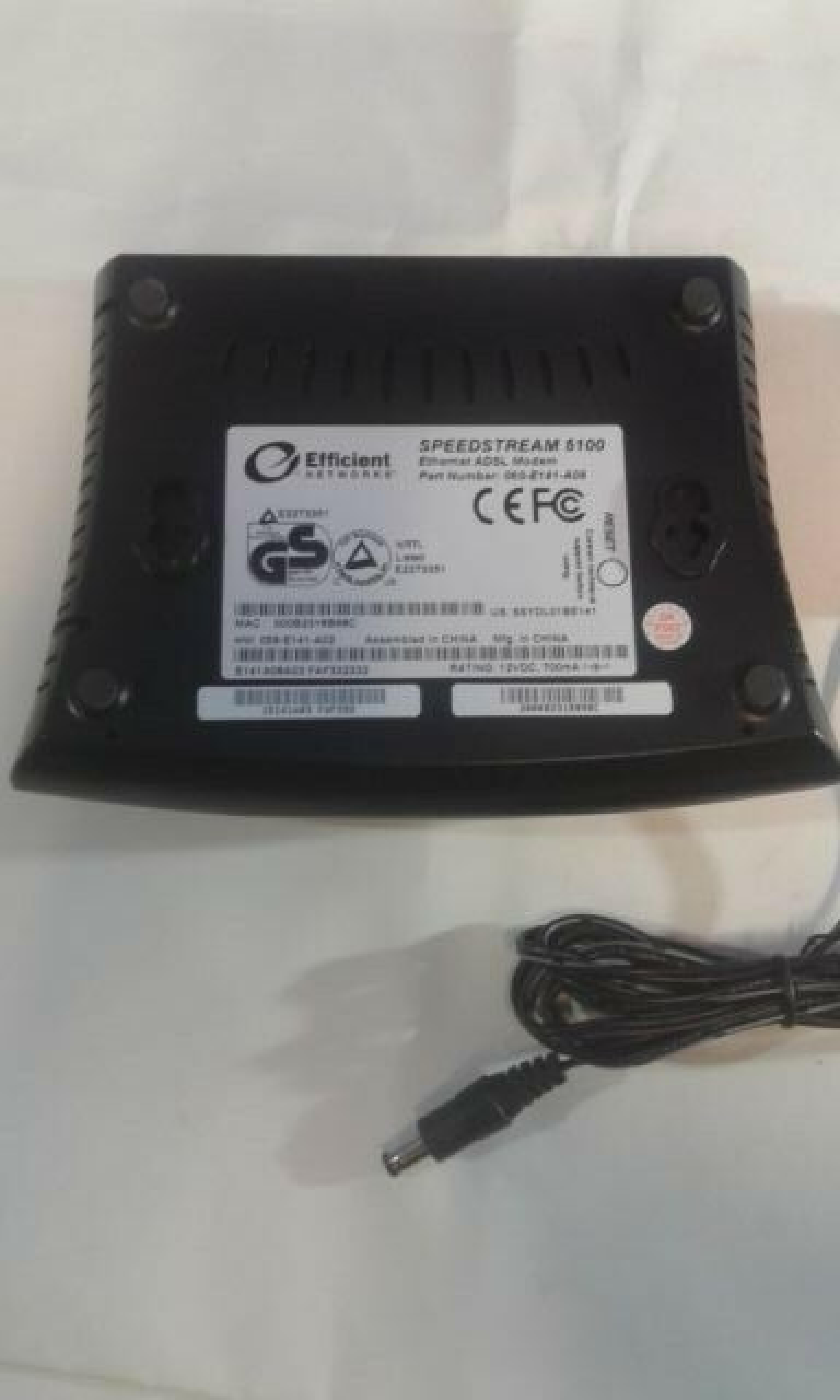 EFFICIENT NETWORKS INC 060-E141-A08 ETHERNET ADSL MODEM WITH AC ADAPTER