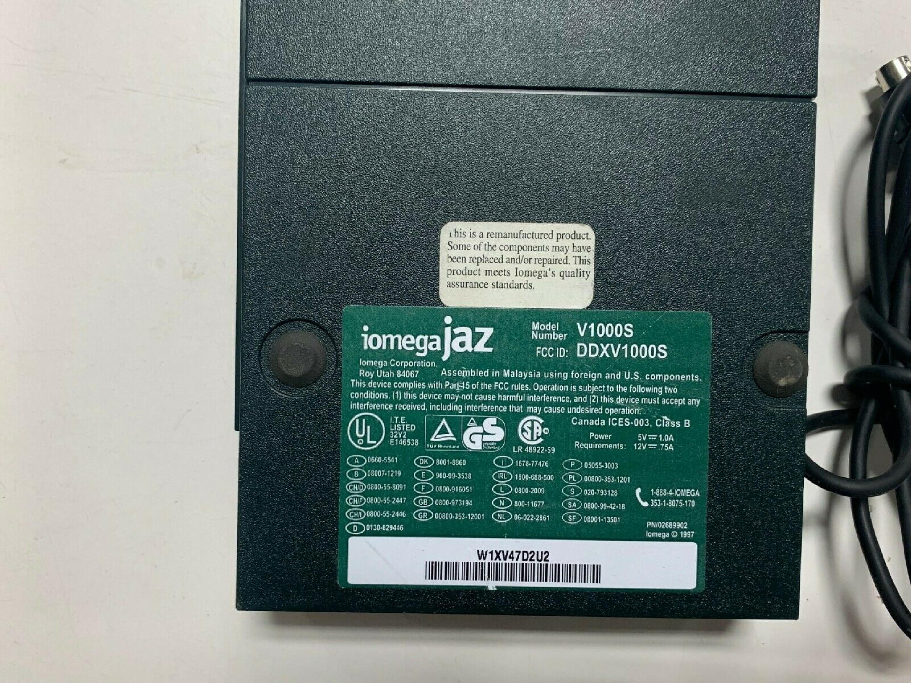 IOMEGA V1000S NO POWER SUPPLY, JAZ 1GB EXTERNAL SCSI 50HD DRIVE