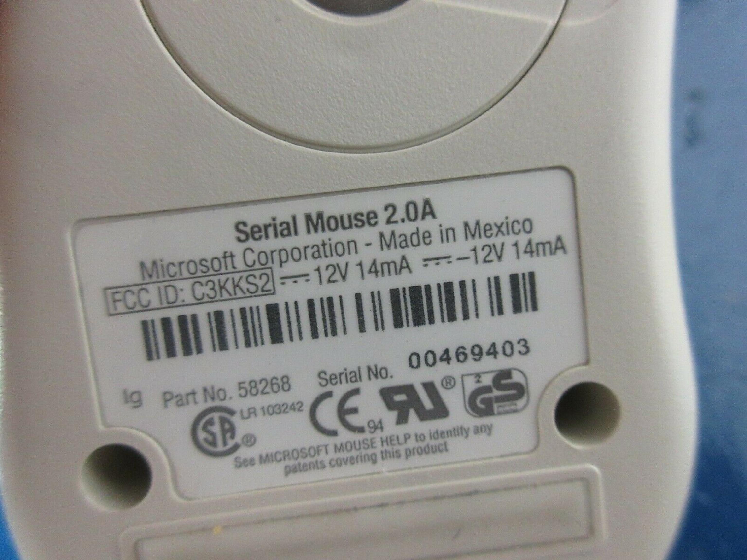 MICROSOFT 50674 SERIAL MOUSE 2.0A