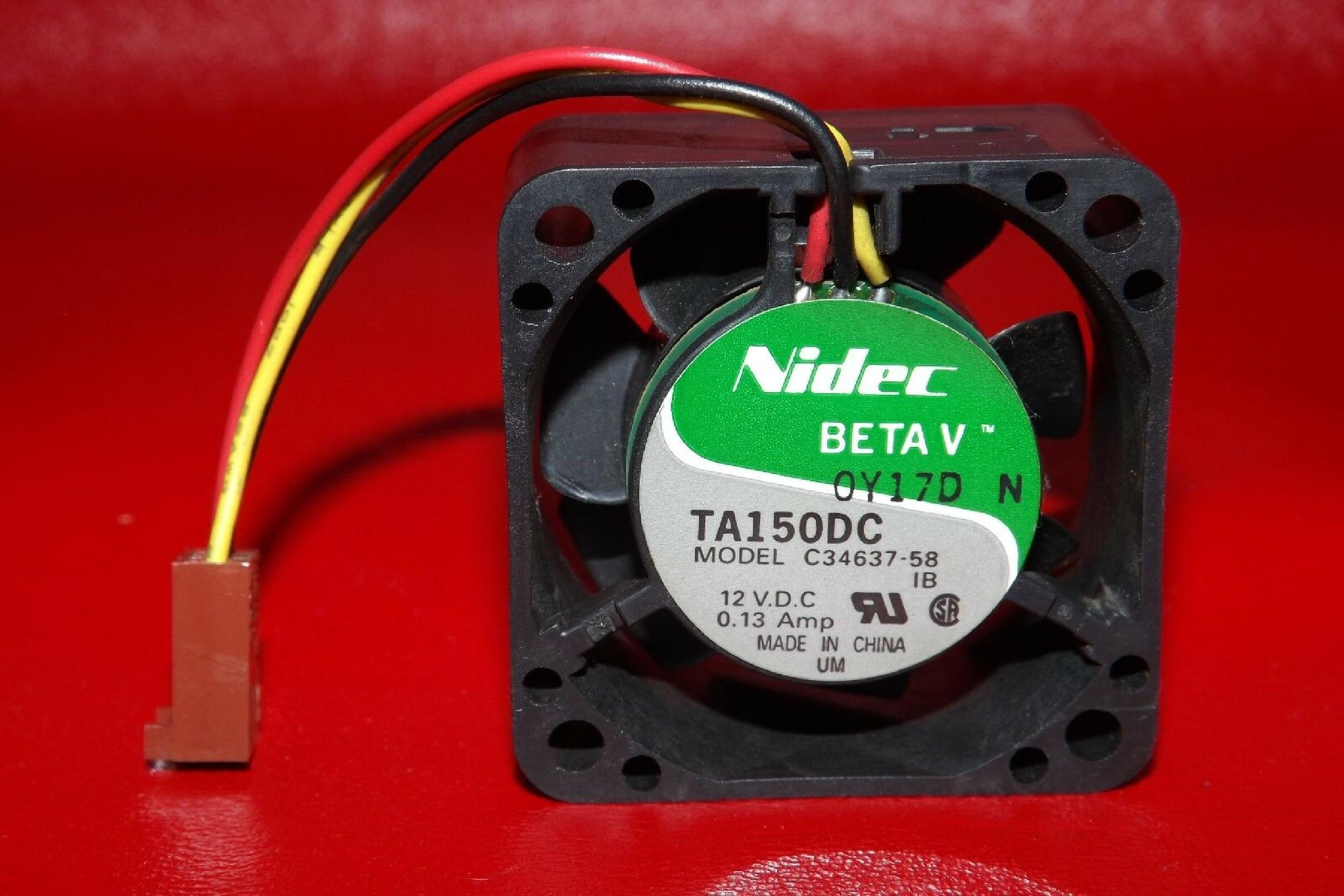 NIDEC C34637-58 12VDC .13A FAN 40MM X40MM X20MM WITH 3INCH 3 WIRE CABLE AND PIN CONNECTOR PI