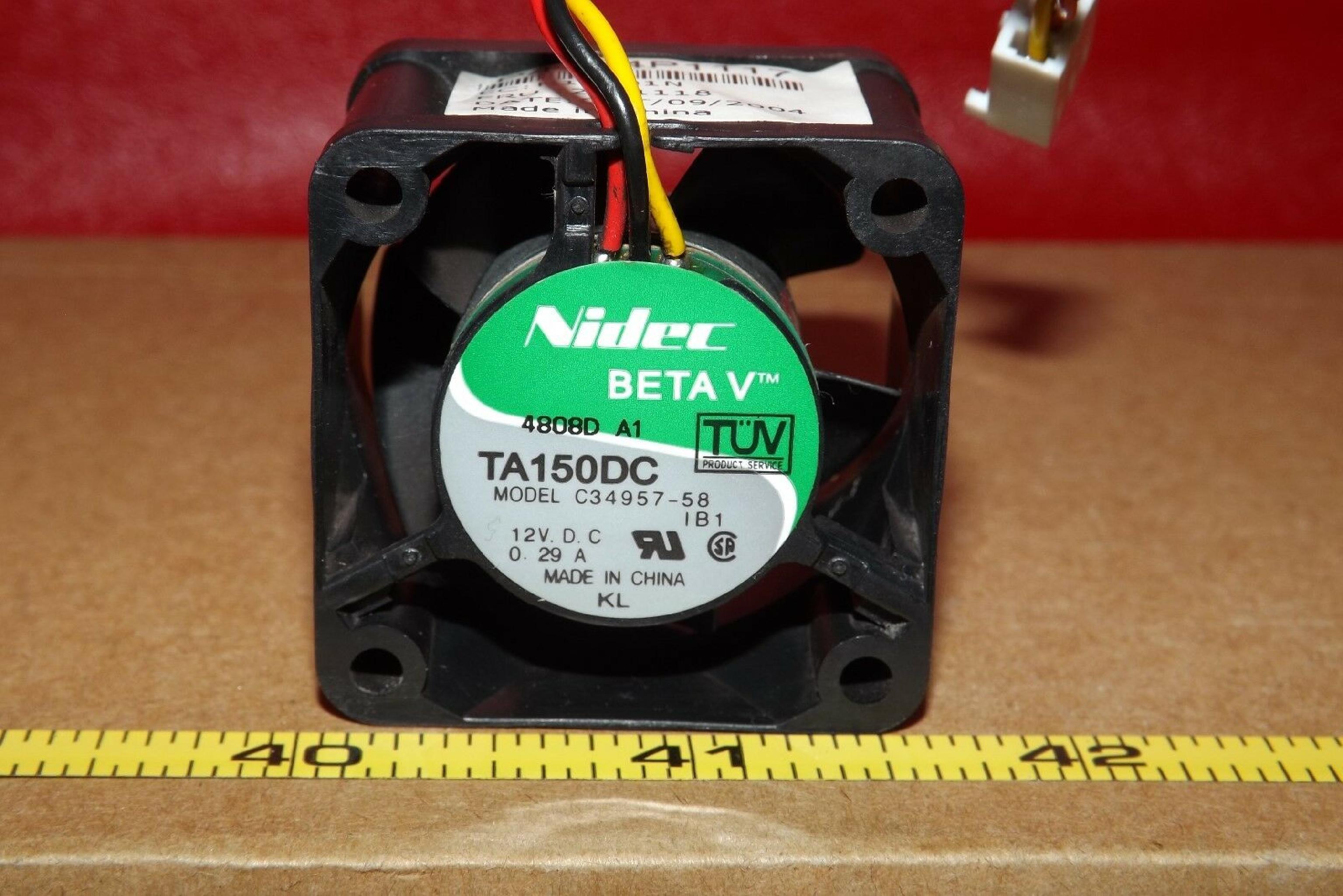 NIDEC 24P1117 12VDC .13A FAN 40MM X40MM X20MM WITH 3INCH 3 WIRE CABLE AND 3 PIN CONNECTOR