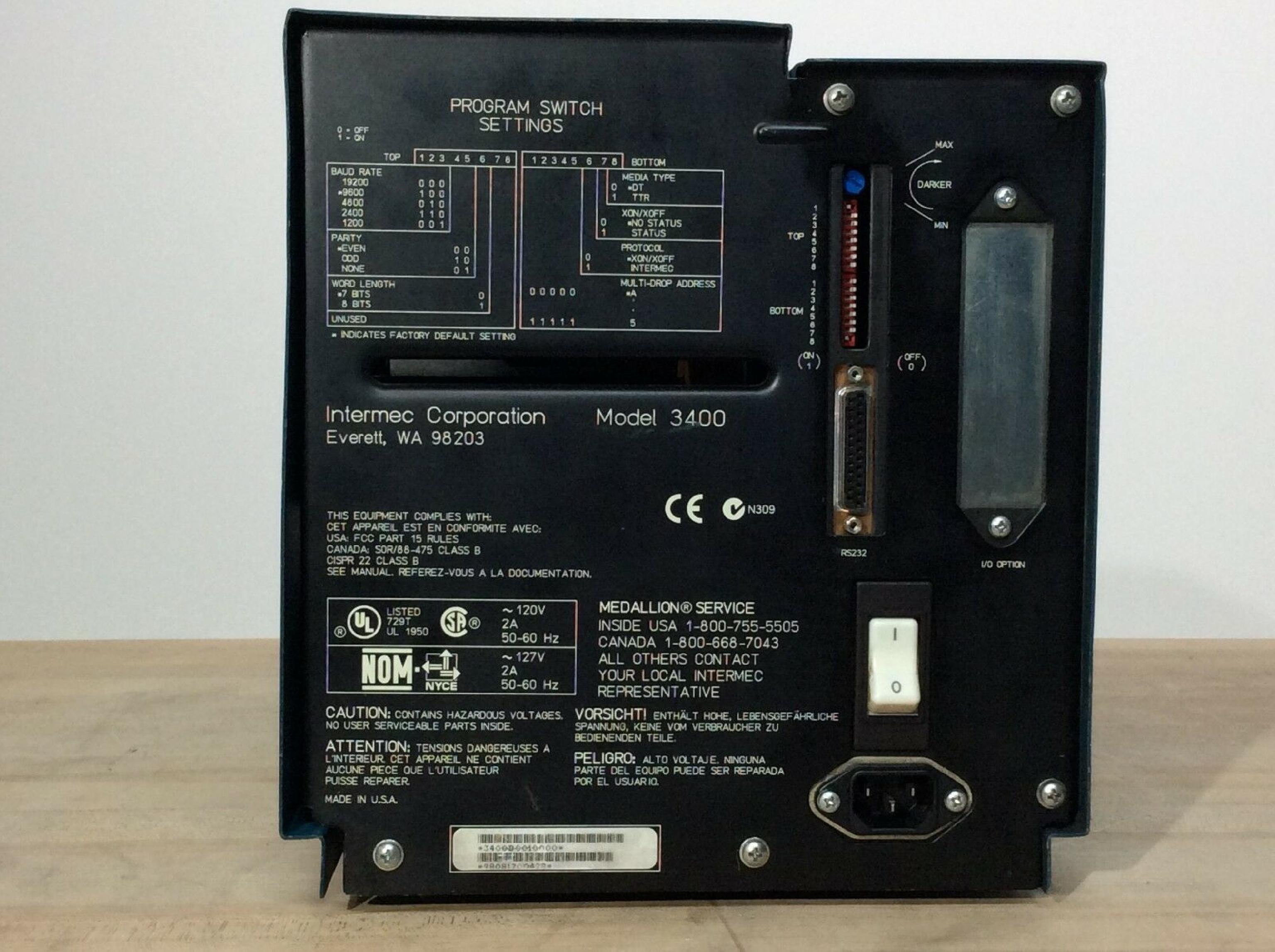 INTERMEC TECHNOLOGIES CORPORATION 3400B0010000 INTERMEC 3400D THERMAL BARCODE PRINTER