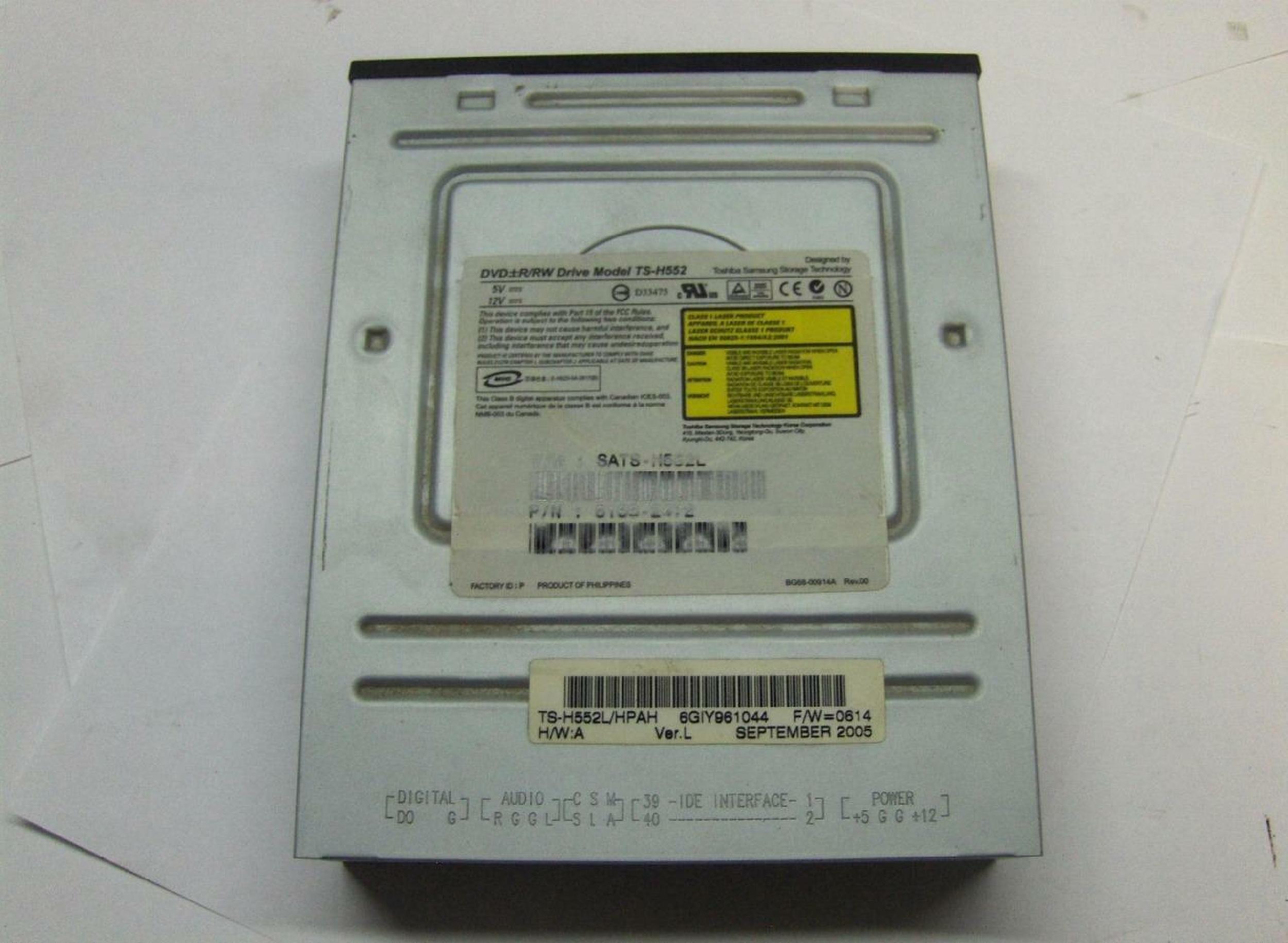 SAMSUNG TS-H552 DVD+R/+RW DRIVE WITH BLACK BEZEL