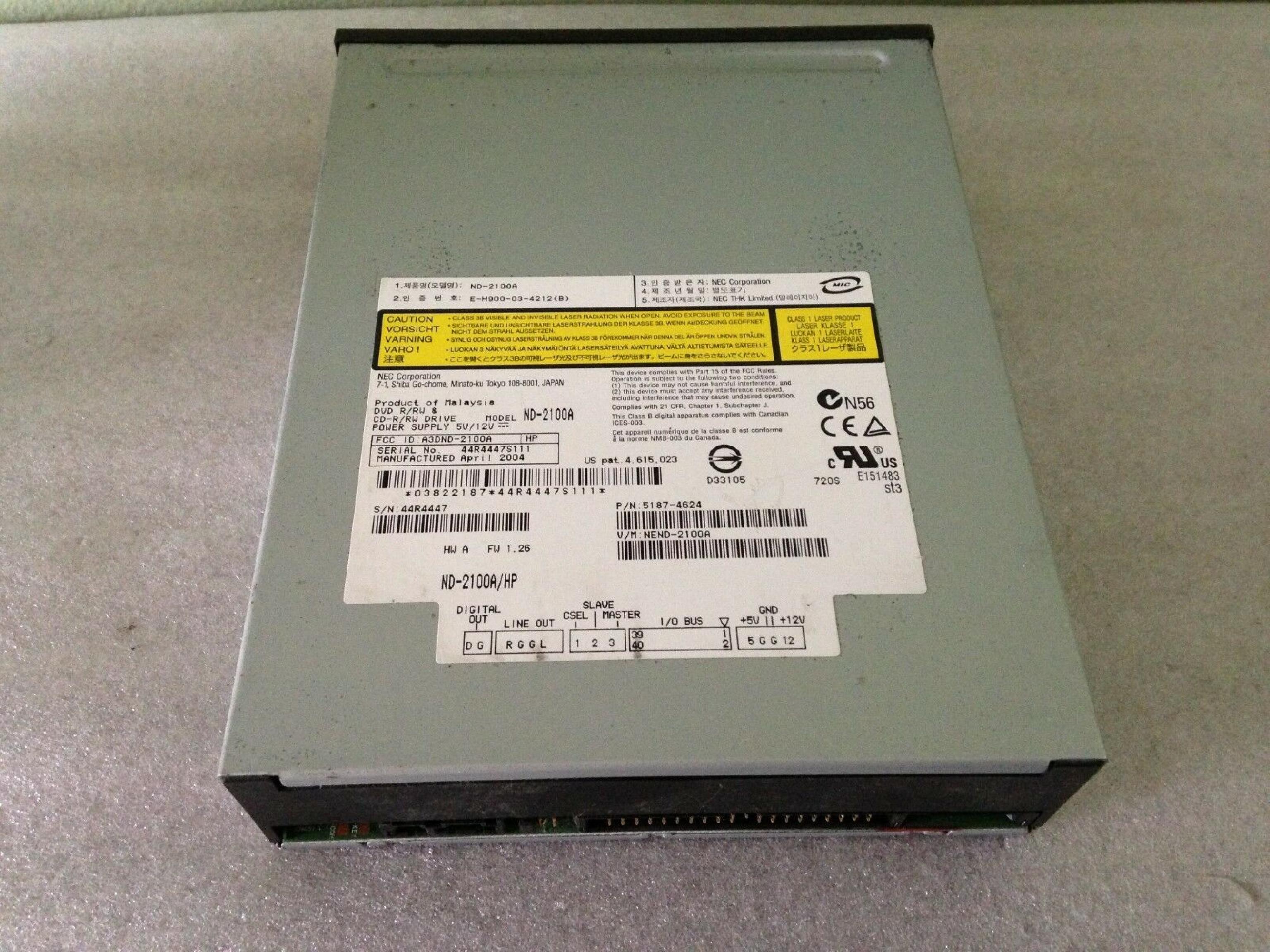 NEC ND-2100A 8X DVD RW DRIVE WITH BLACK BEZEL