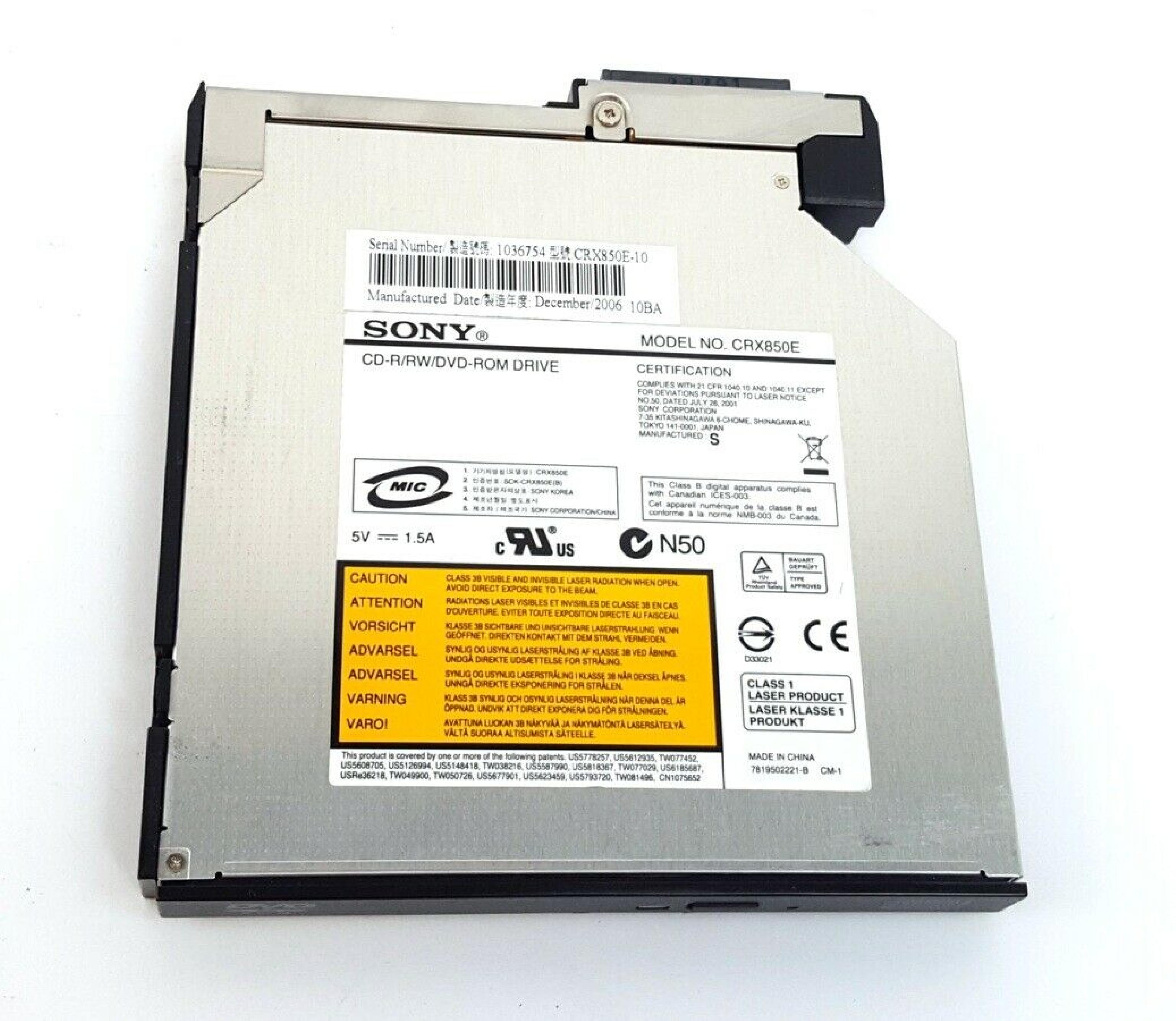 SONY CRX850E SLIMLINE DVD DRIVE WITH BLACK BEZEL