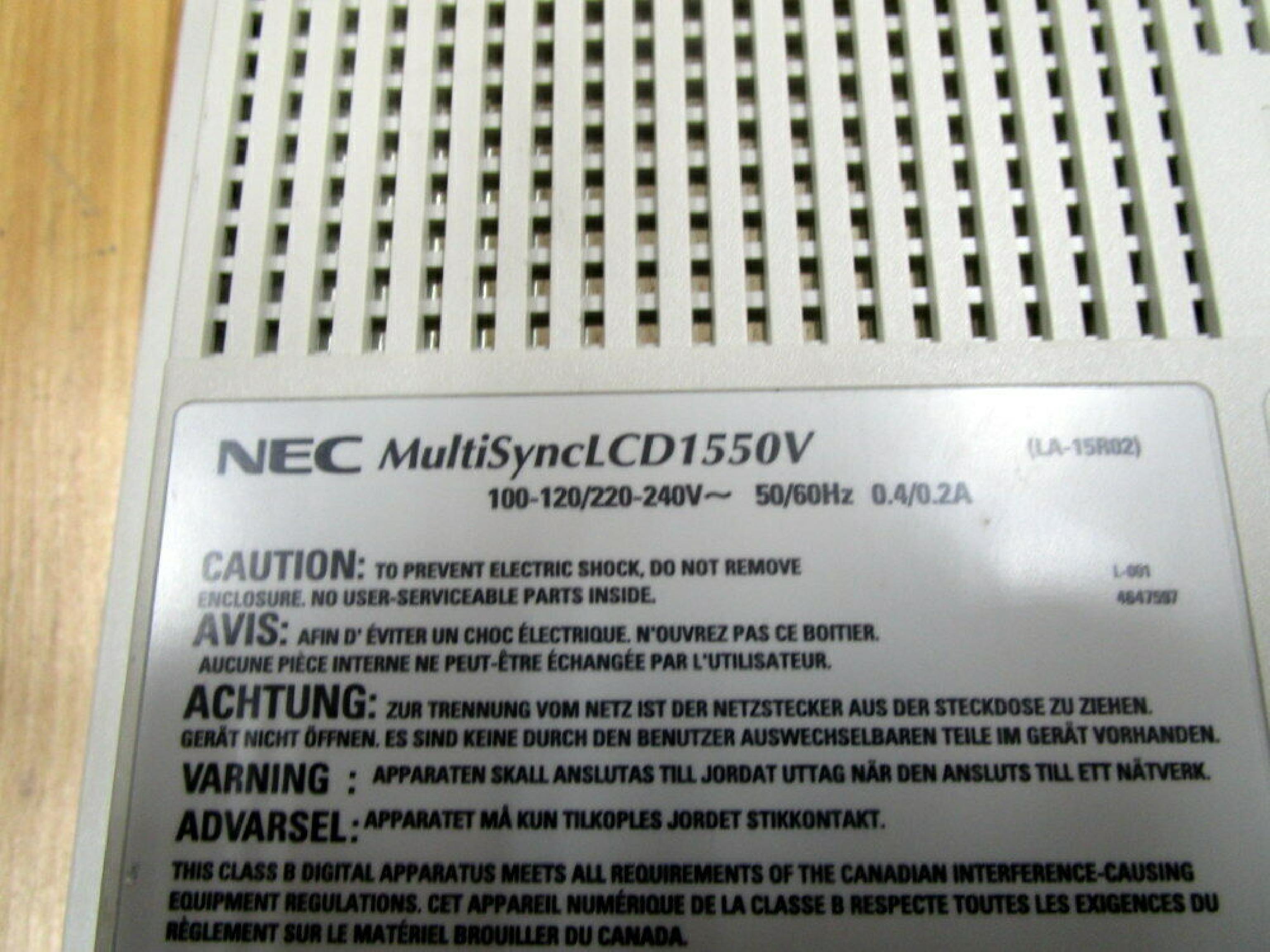 NEC LCD1550V 15INCH MULTISYNC LCD FLAT PANEL MONITOR