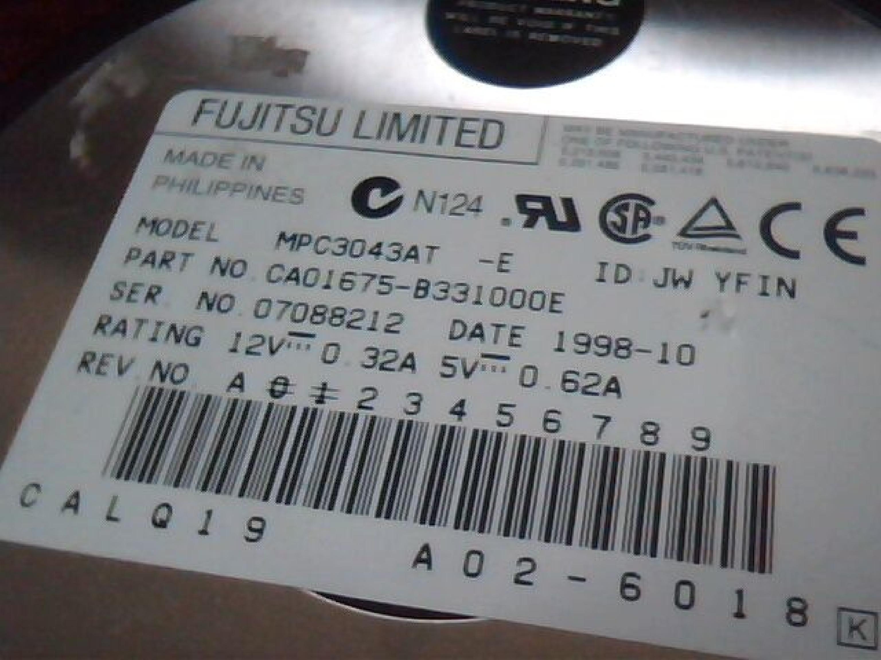 FUJITSU CA01675 2.5GB 3.5 INCH IDE HARD DRIVE