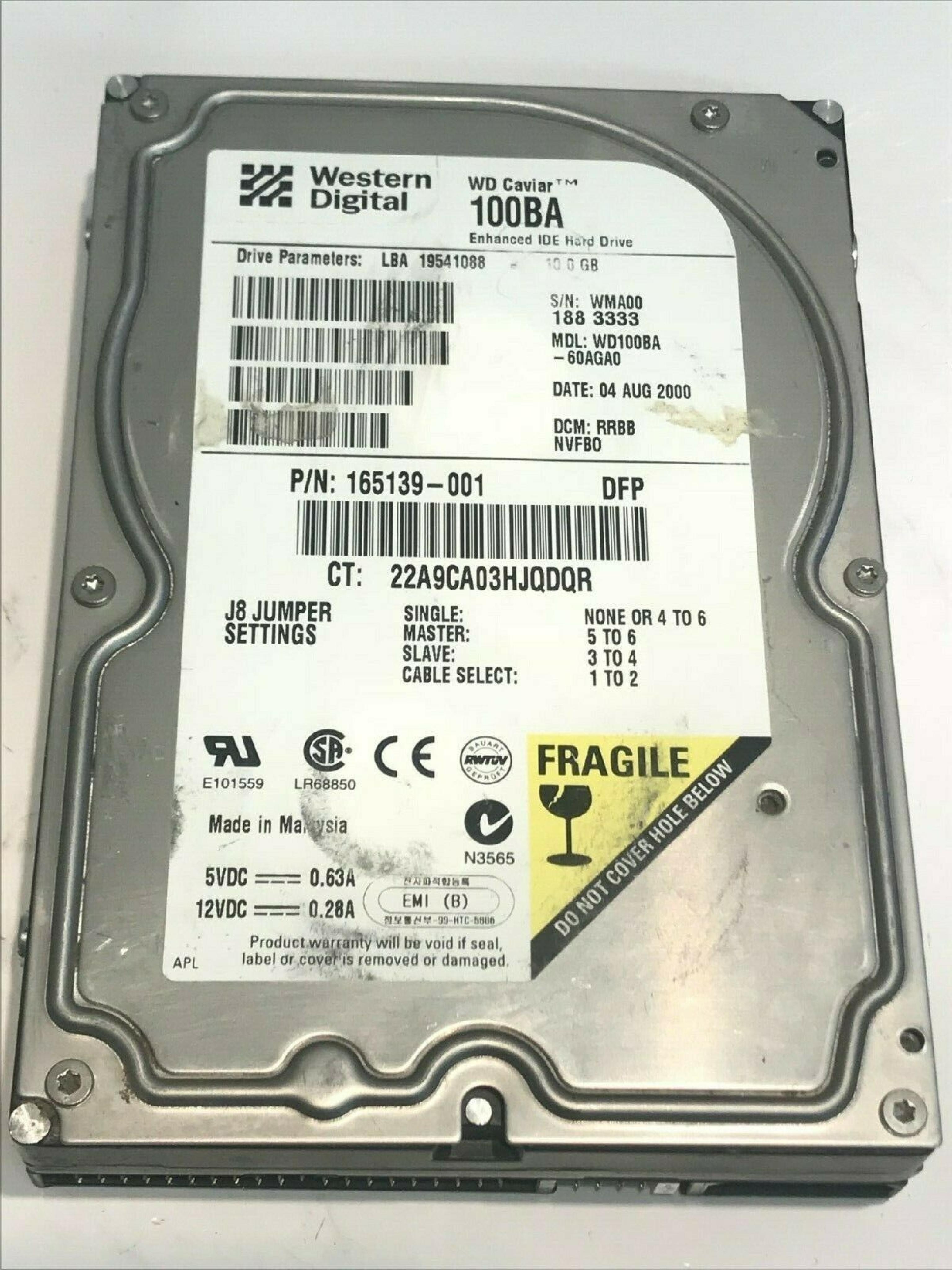 WESTERN DIGITAL / WD WD100BA-60AGA0 10GB IDE 3.5INCH 5400RPM HARD DRIVE