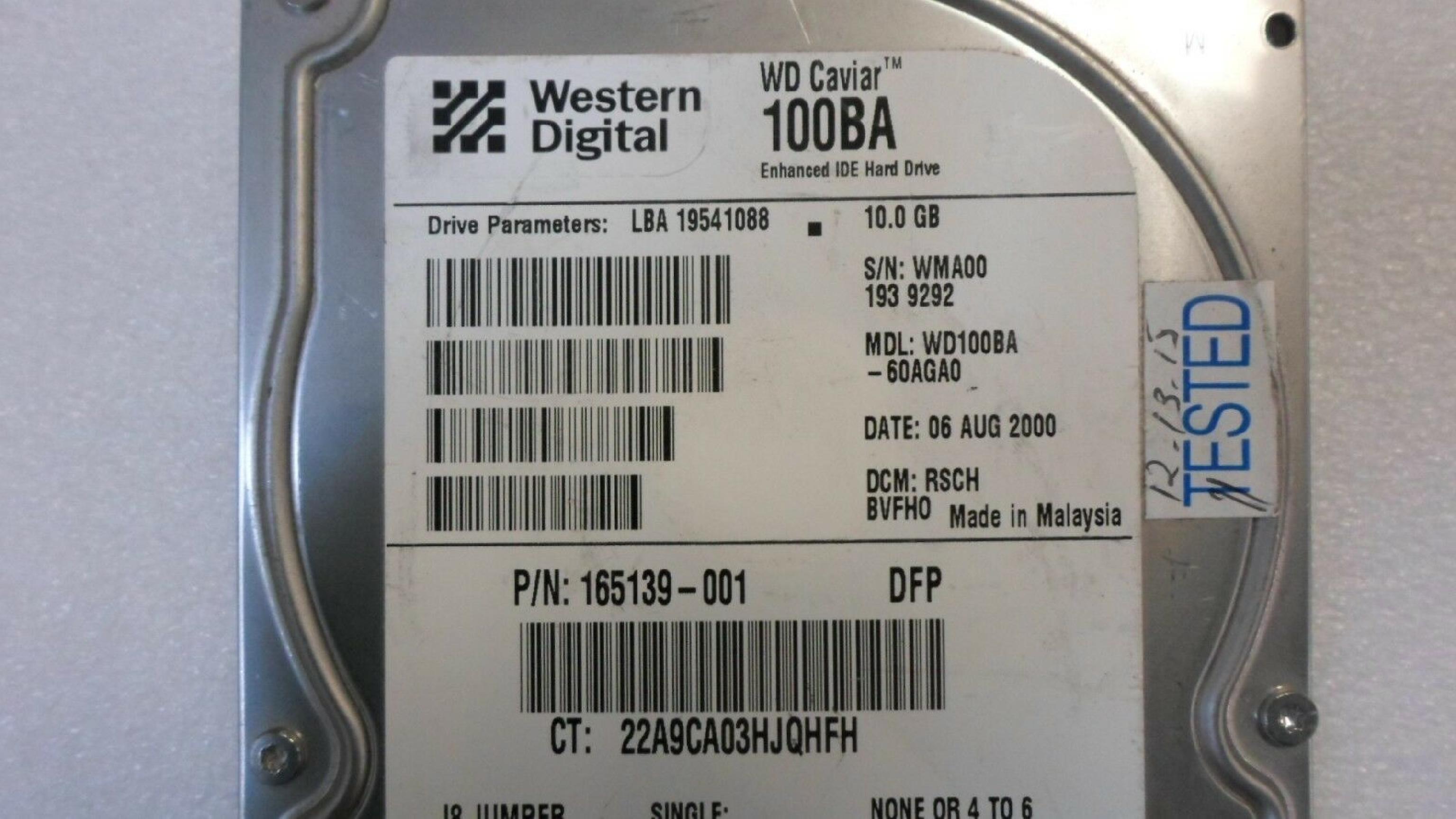 WESTERN DIGITAL / WD WD100BA-60AGA0 10GB IDE 3.5INCH 5400RPM HARD DRIVE