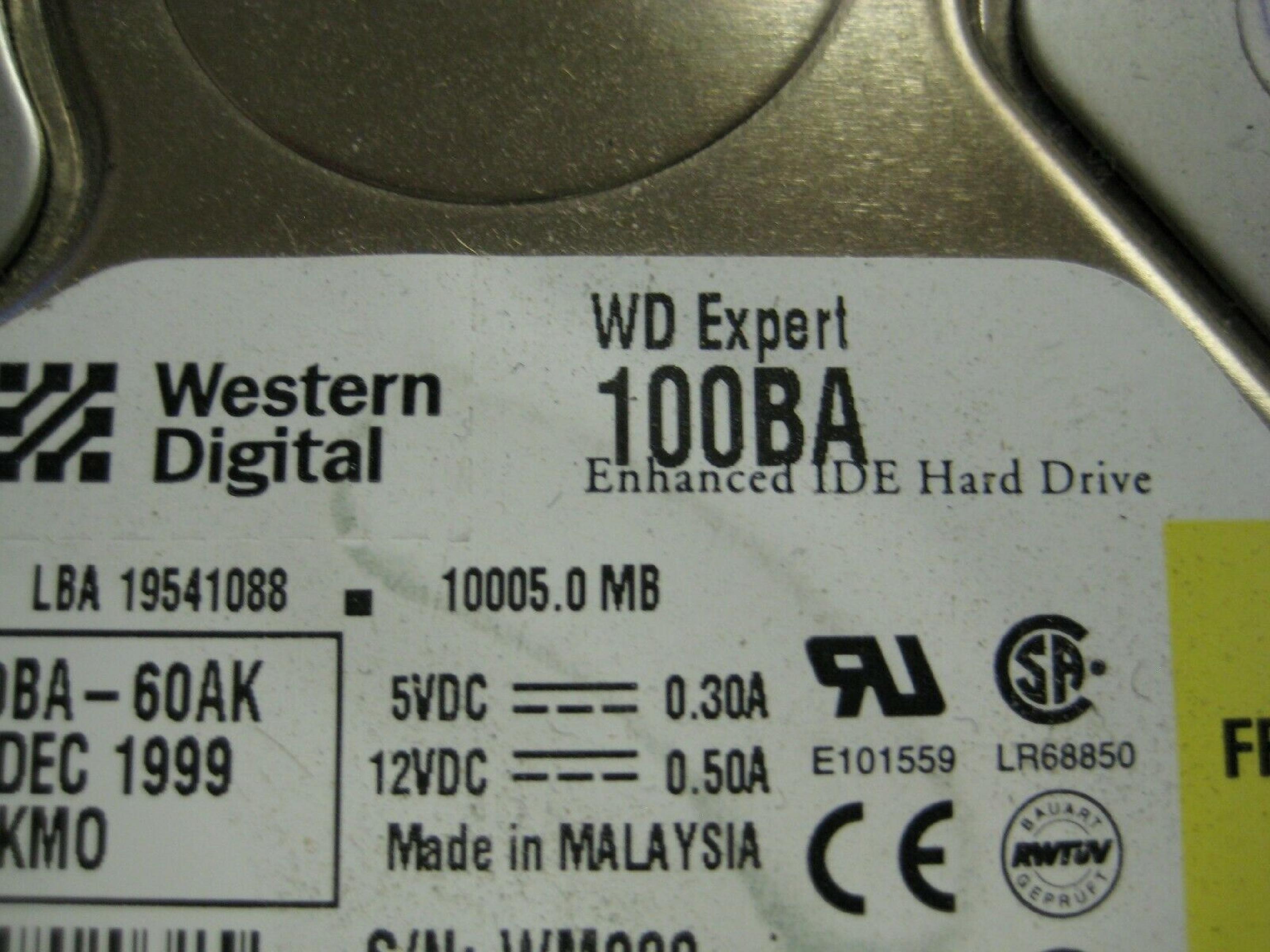 WESTERN DIGITAL / WD WD100BA 10GB IDE 3.5INCH 5400RPM HARD DRIVE