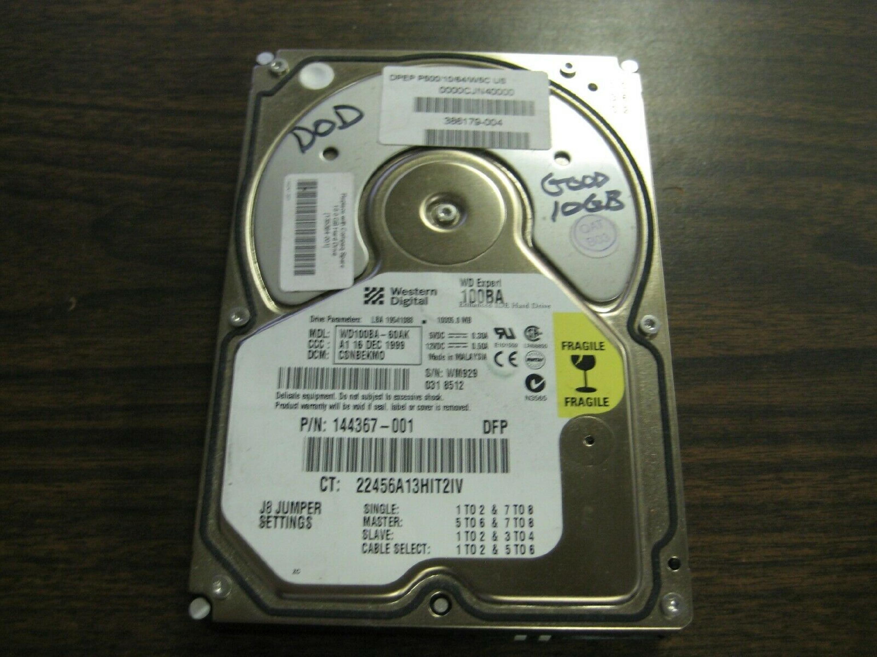 WESTERN DIGITAL / WD WD100BA 10GB IDE 3.5INCH 5400RPM HARD DRIVE