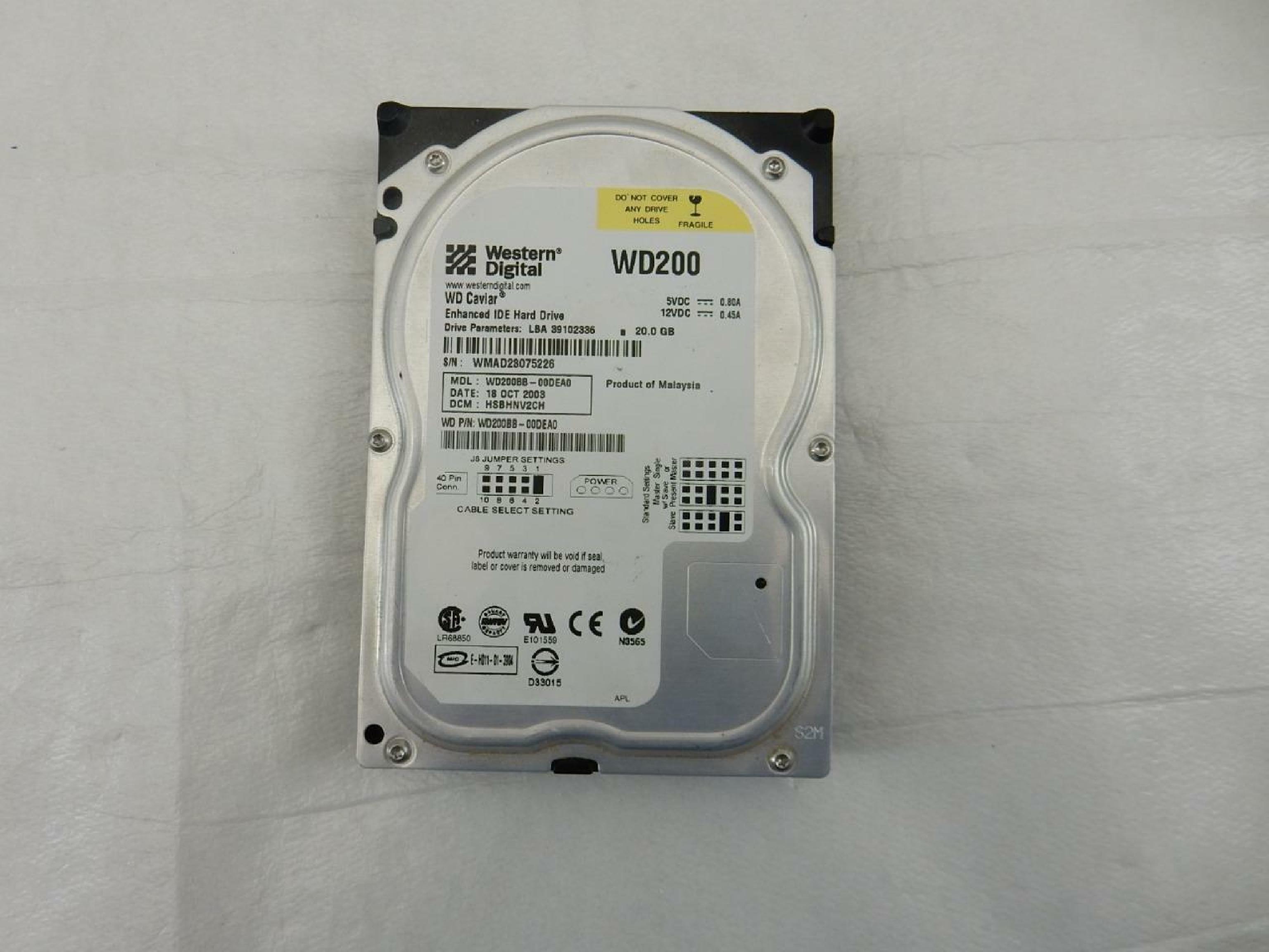 WESTERN DIGITAL / WD WD200BB 20GB 3.5 INCH HARD DRIVE