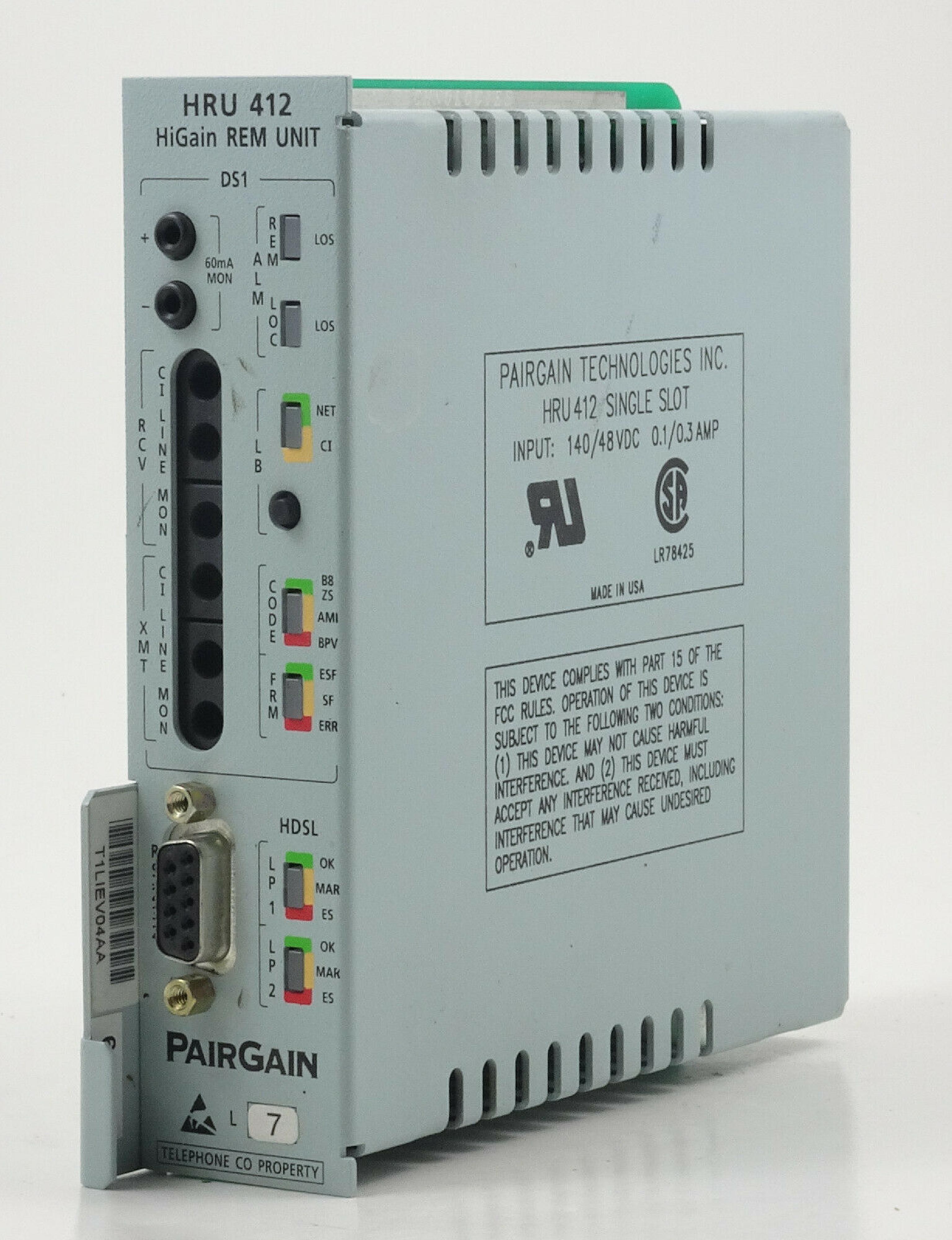 PAIRGAIN TECHNOLOGIES HRU 412 HIGAIN REM UNIT