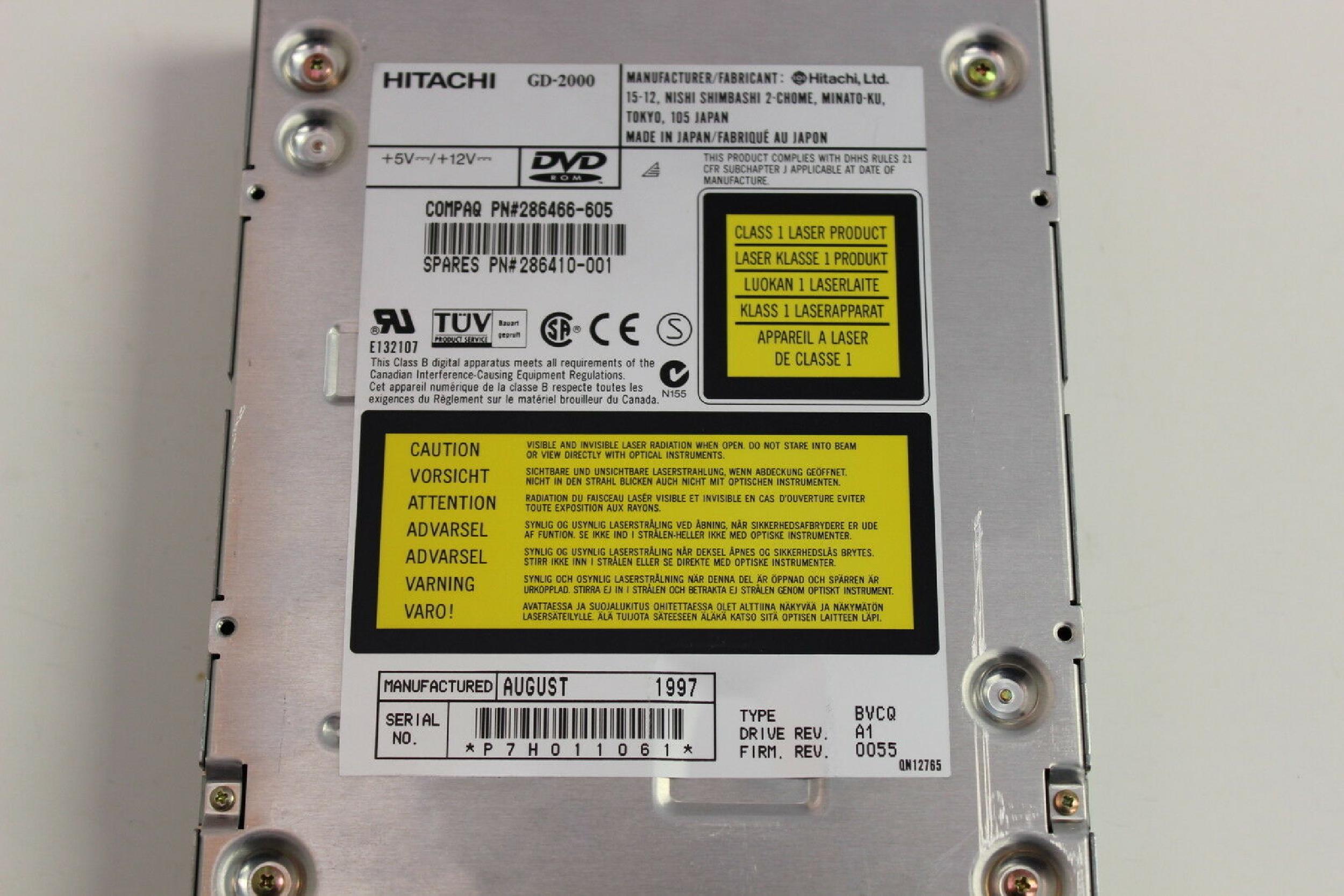 COMPAQ / HEWLETT PACKARD / HP 286410-001 DVD ROM DRIVE WITH BLACK BEZEL