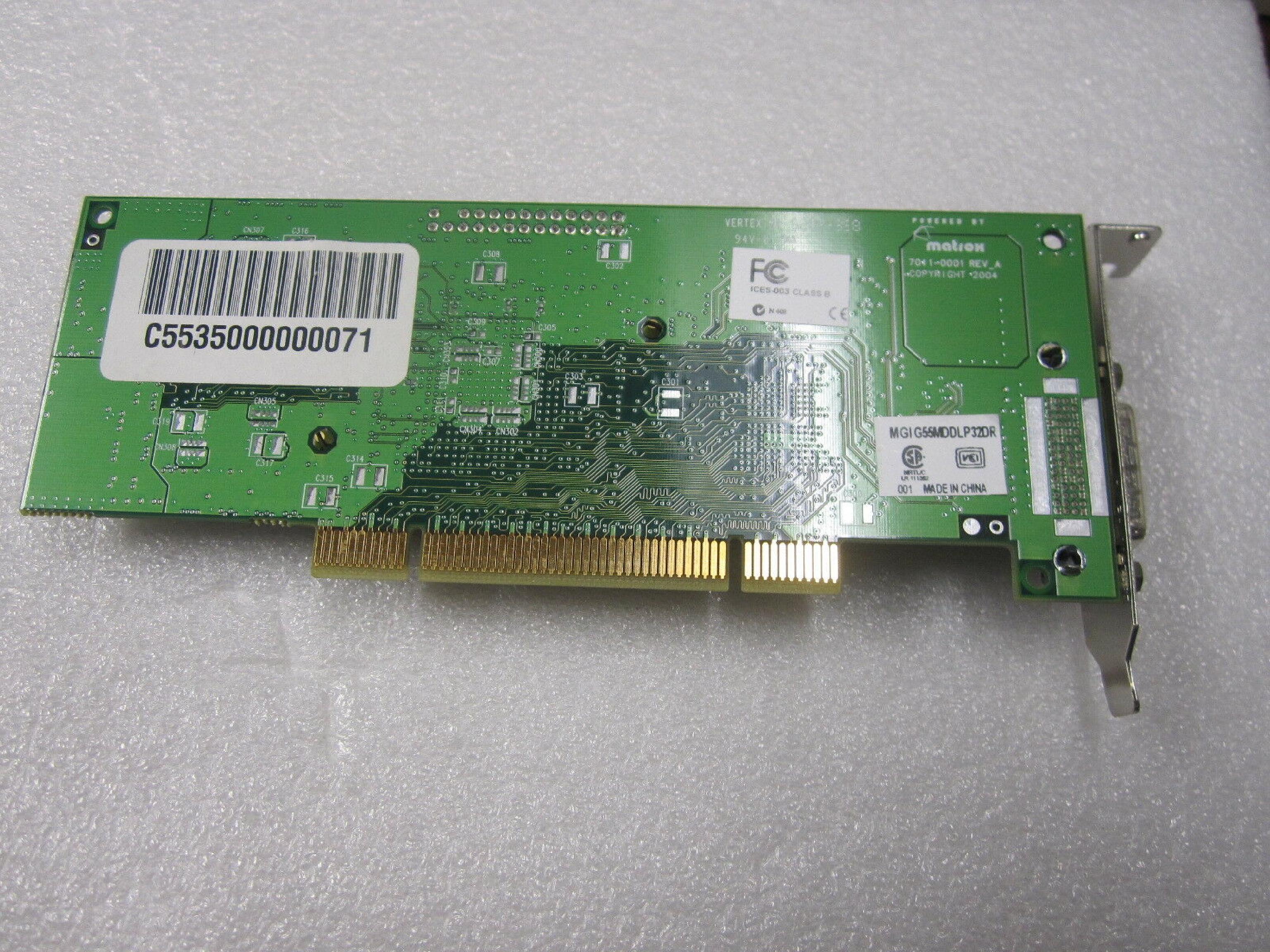 MATROX MGI G55MDDLP32DR 32MB MGA 550 LOW PROFILE PCI VIDEO CARD