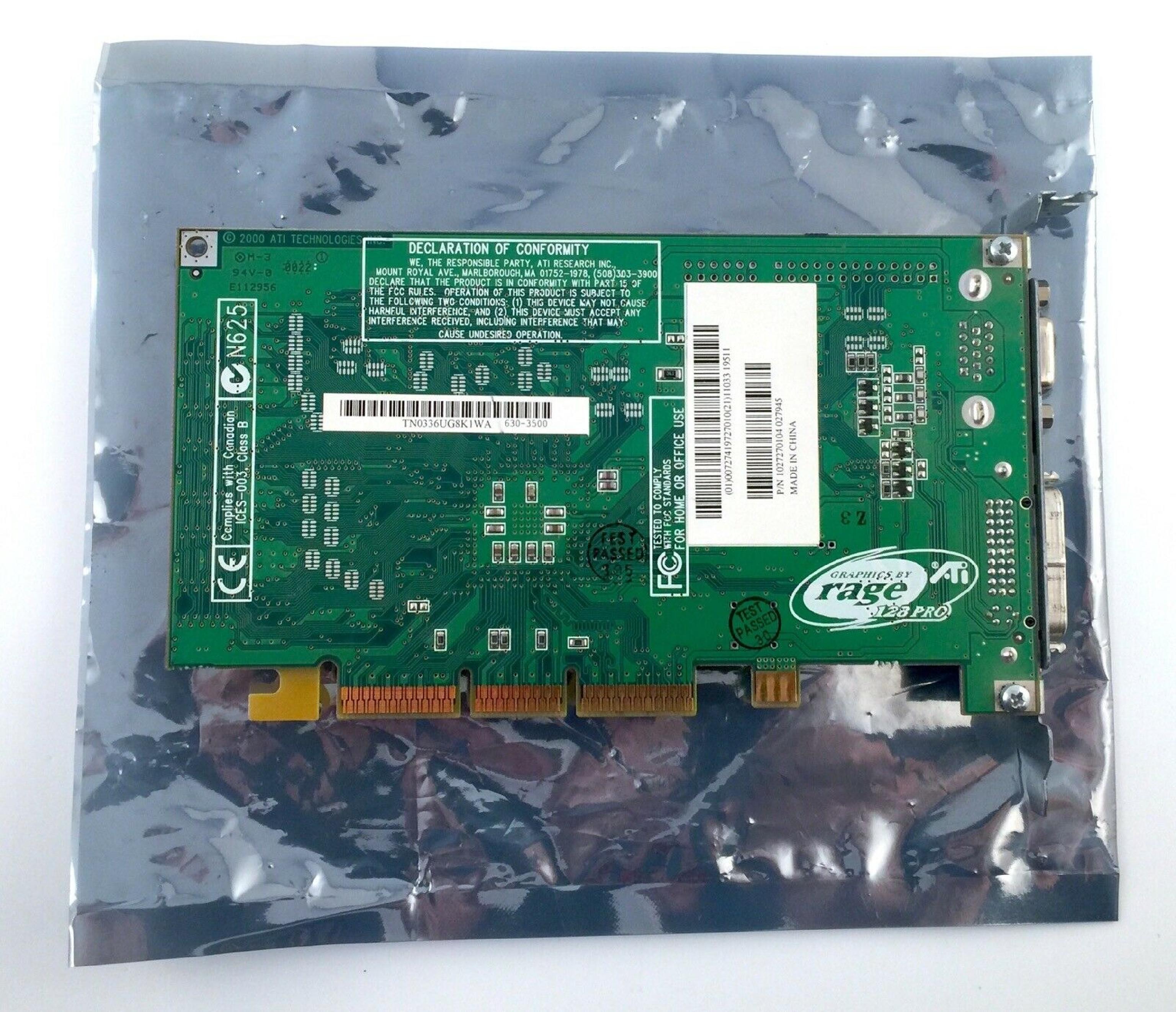ATI 109-72700-01 RAGE 128PRO 16MB AGP GRAPHICS CARD