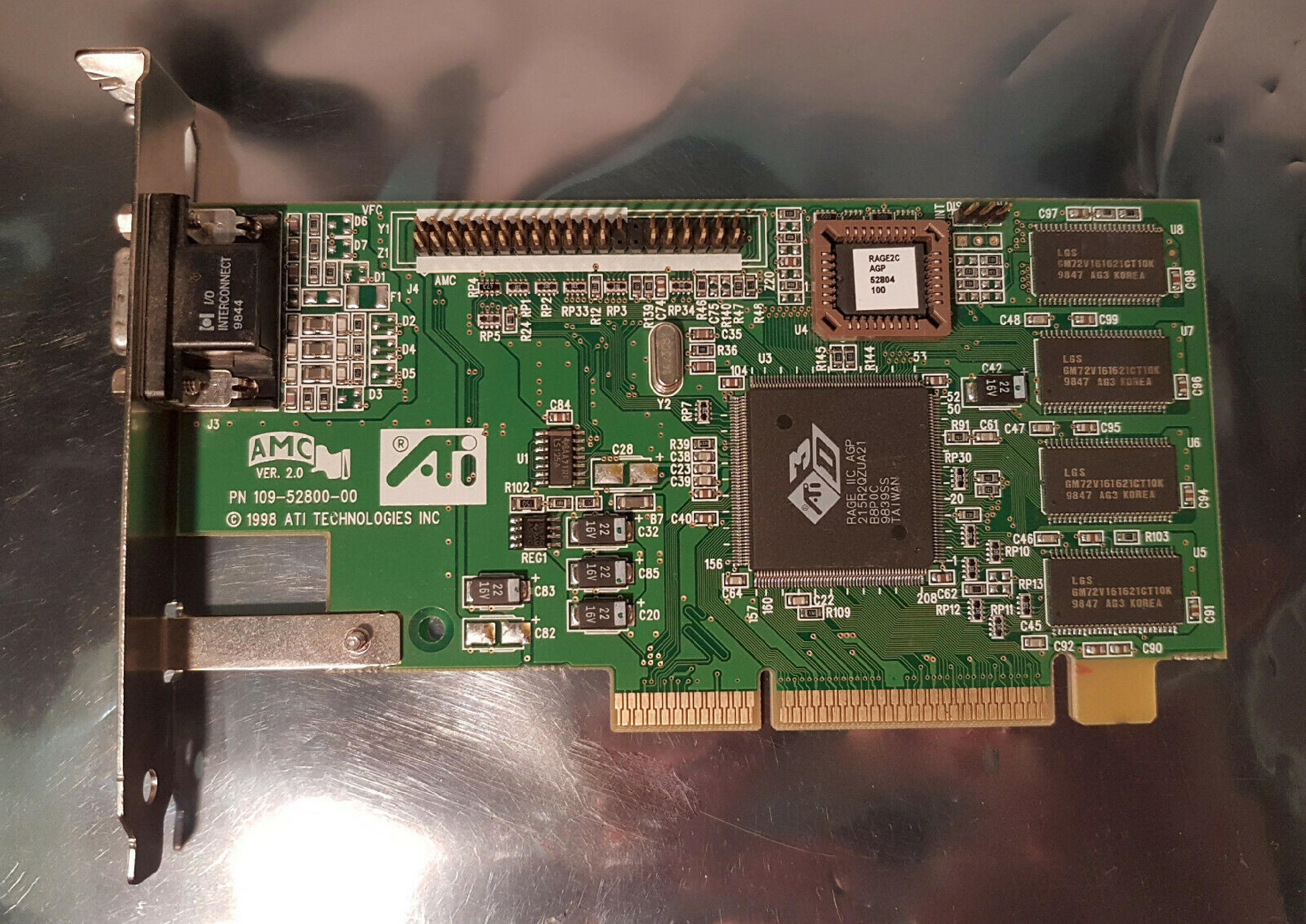 ATI 109-52800-00 RAGE IIC AGP VIDEO CARD
