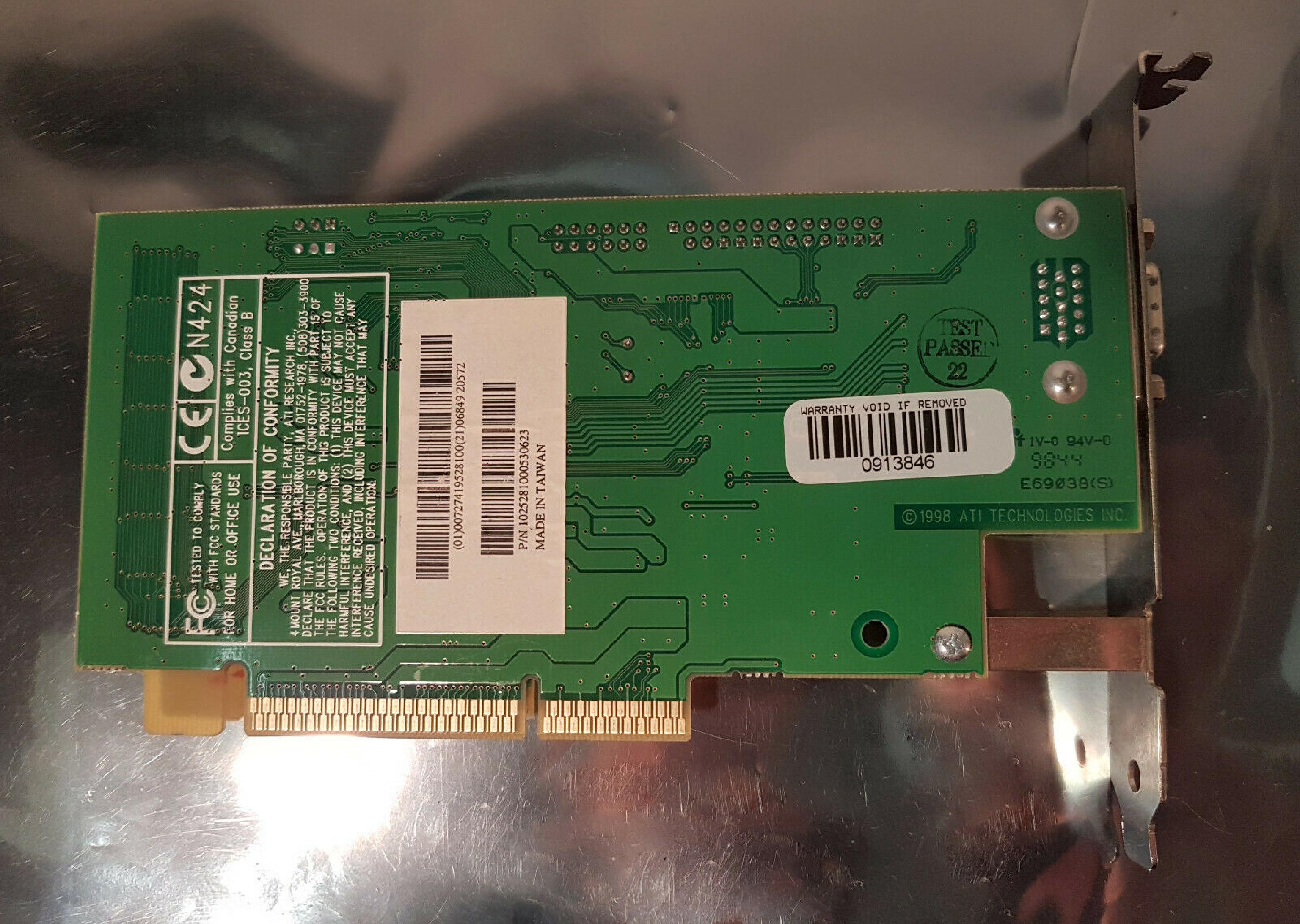 ATI 109-52800-00 RAGE IIC AGP VIDEO CARD