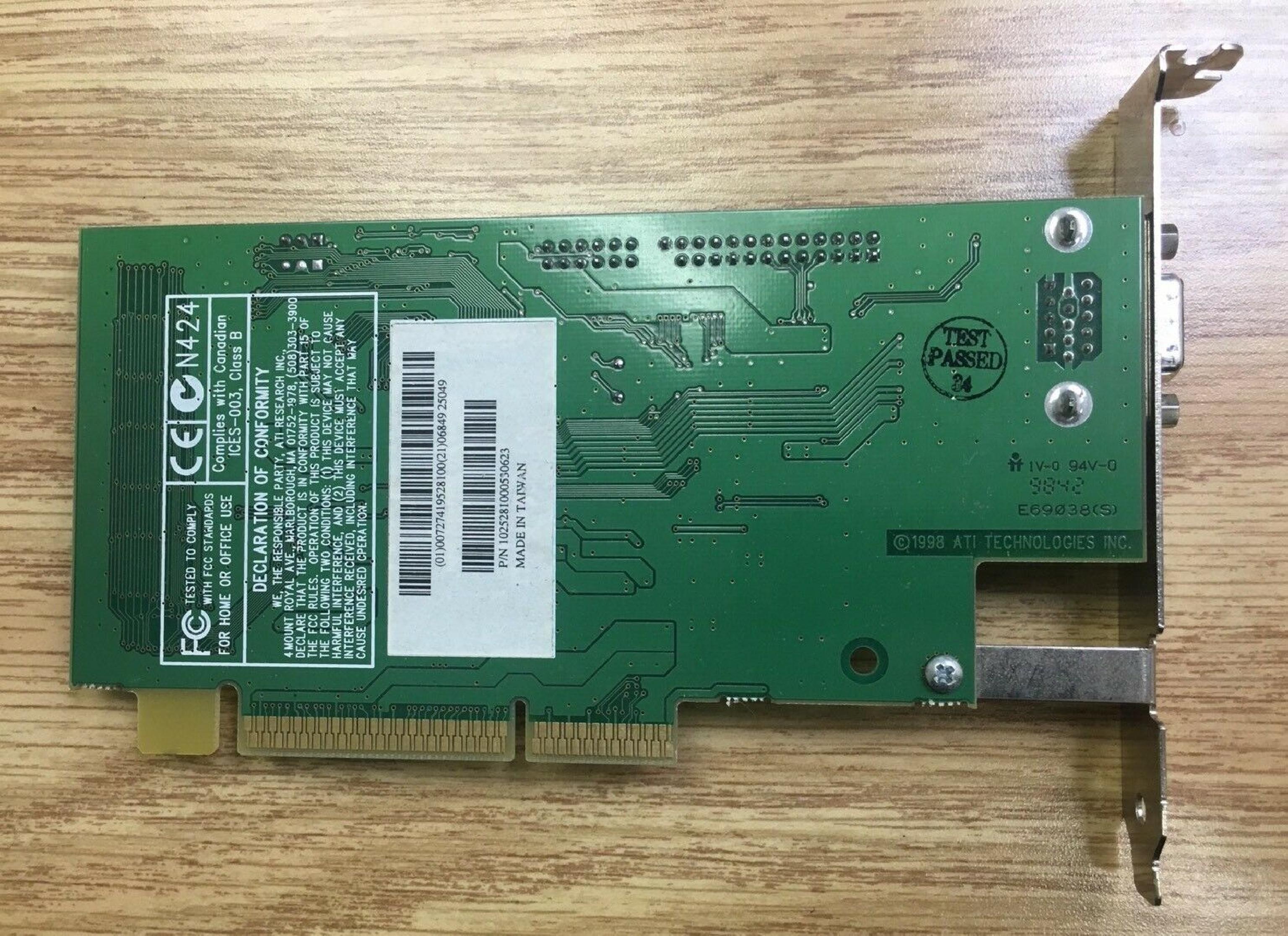 ATI 109-52800-00 RAGE IIC AGP VIDEO CARD