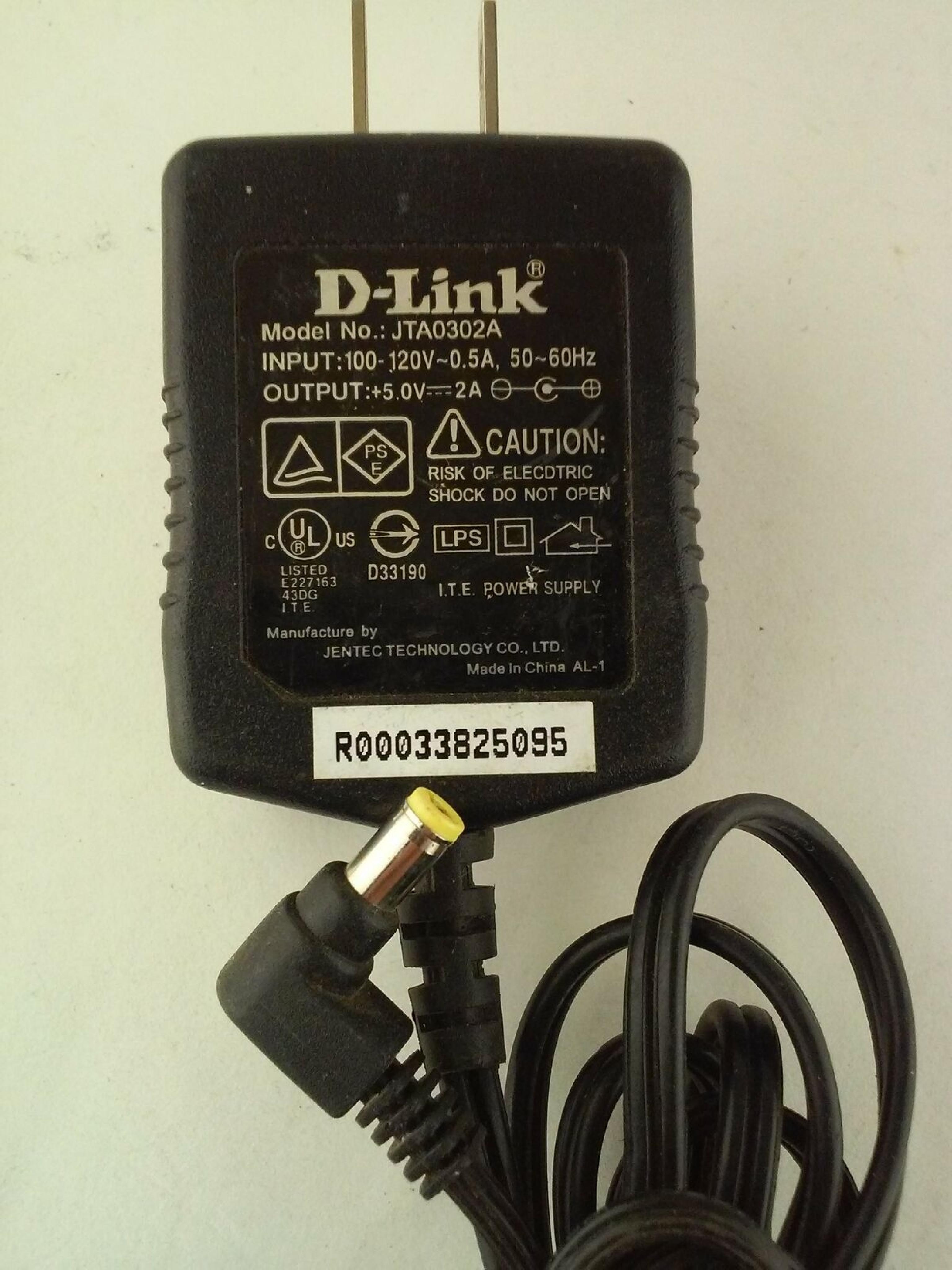 D-LINK SYSTEMS JTA0302A AC ADAPTER 5V 2A OD:5.5MM ID:2.31MM BARREL CONNECTOR WITH POSITIVE TIP