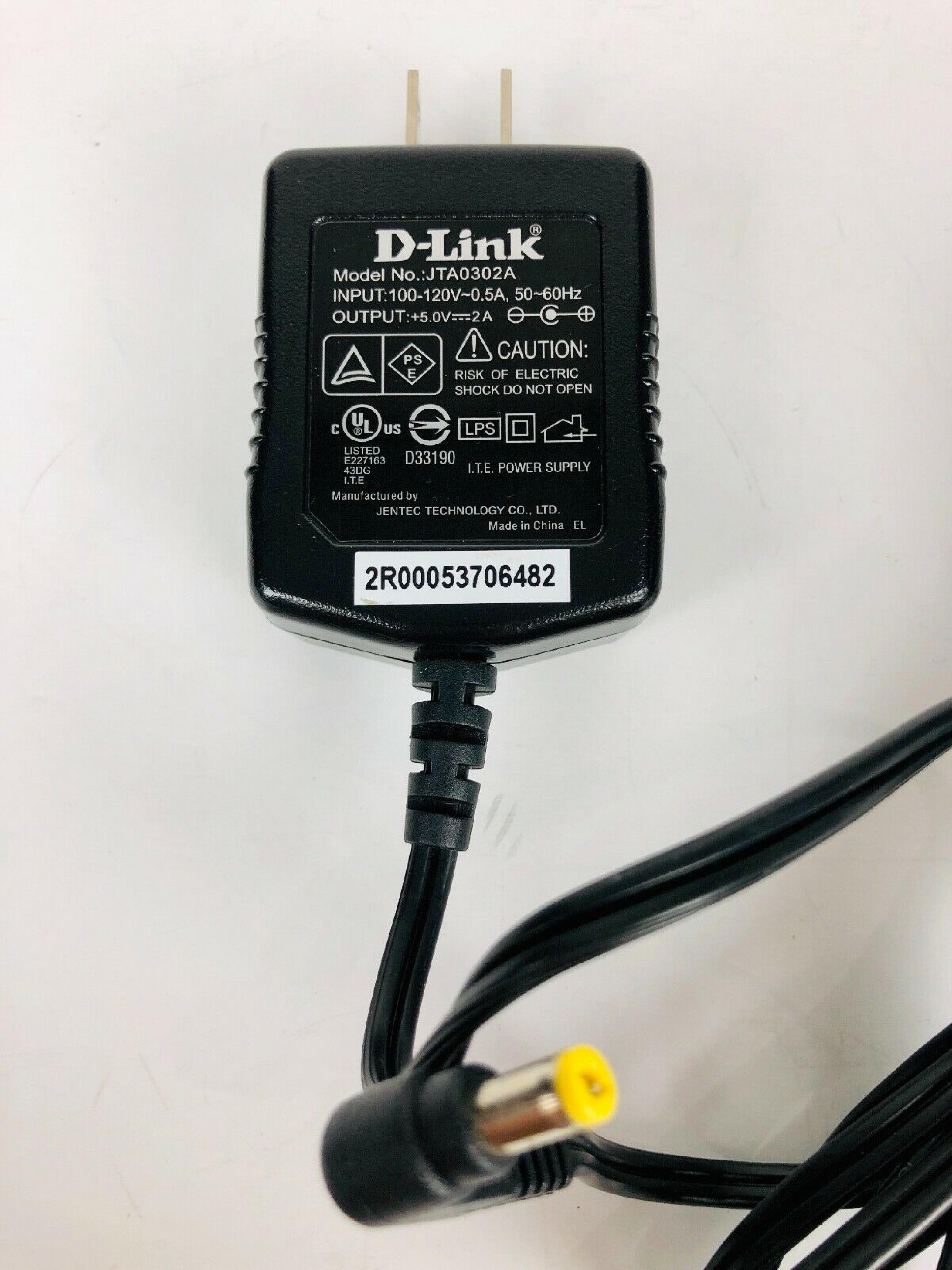 D-LINK SYSTEMS JTA0302A AC ADAPTER 5V 2A OD:5.5MM ID:2.31MM BARREL CONNECTOR WITH POSITIVE TIP