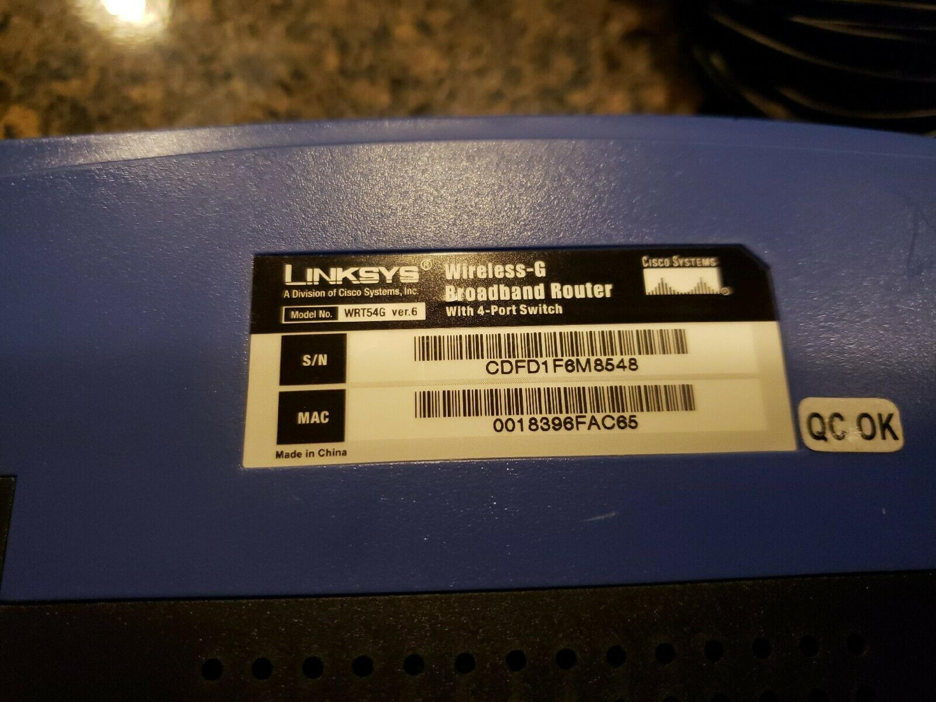 LINKSYS WRT54G V5 WIRELESS-G BROADBAND ROUTER