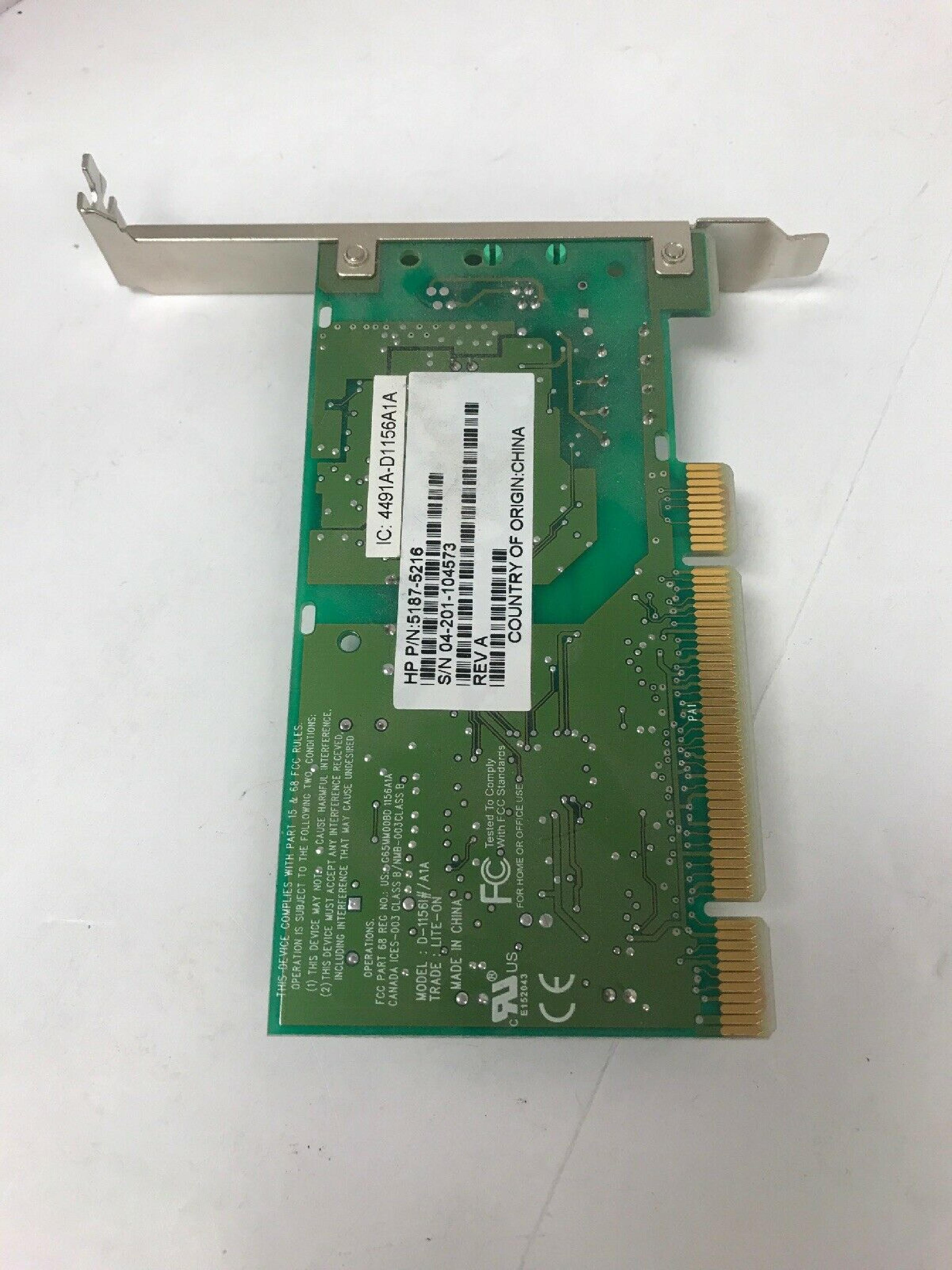 HEWLETT PACKARD / HP / LITEON / AGERE 5187-5216 PCI 56K MODEM INTERNAL CARD