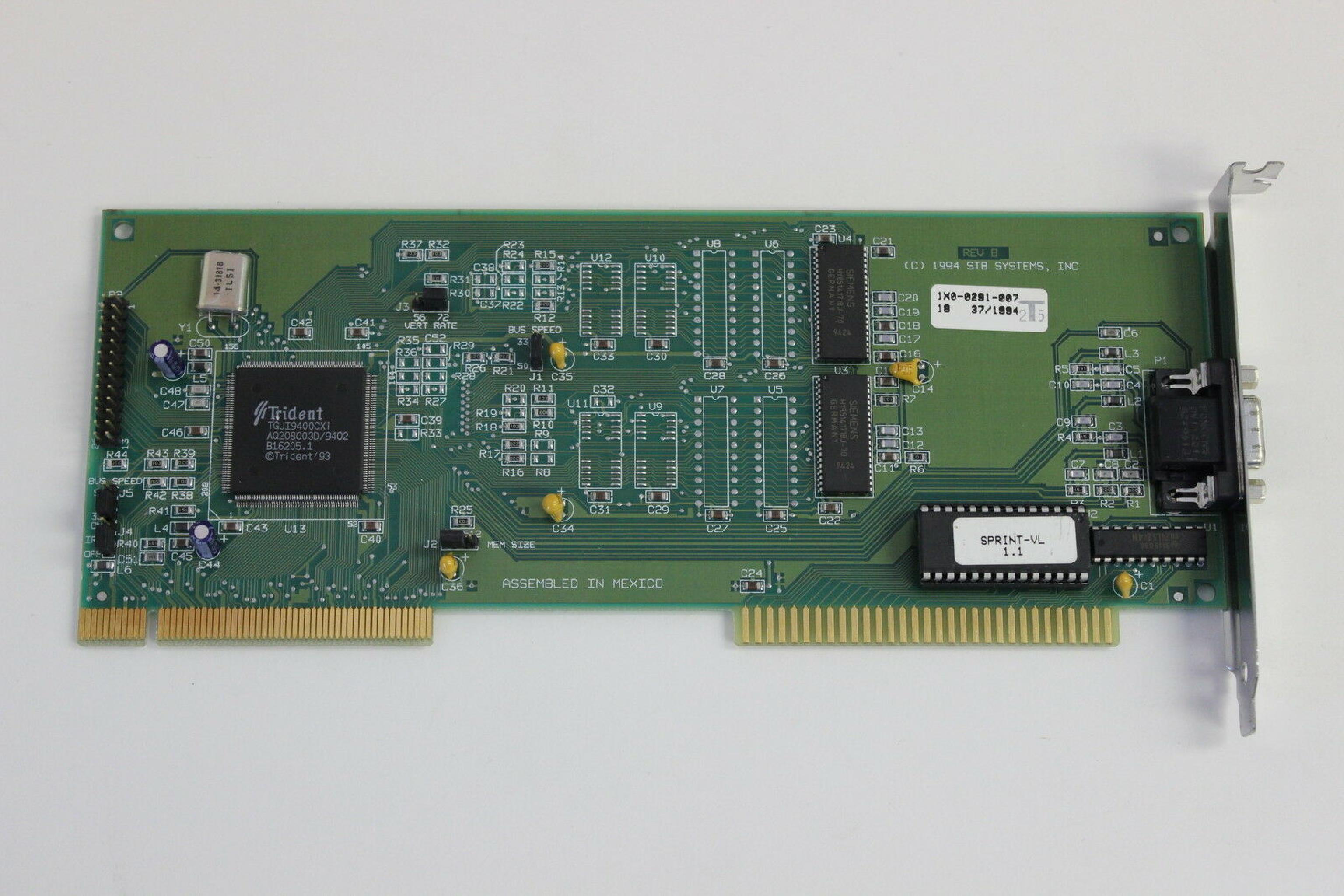 STB SYSTEMS INC 1X0-0291-007 SPRINT-VL 1.1 VLB VESA LOCAL BUS VGA CARD